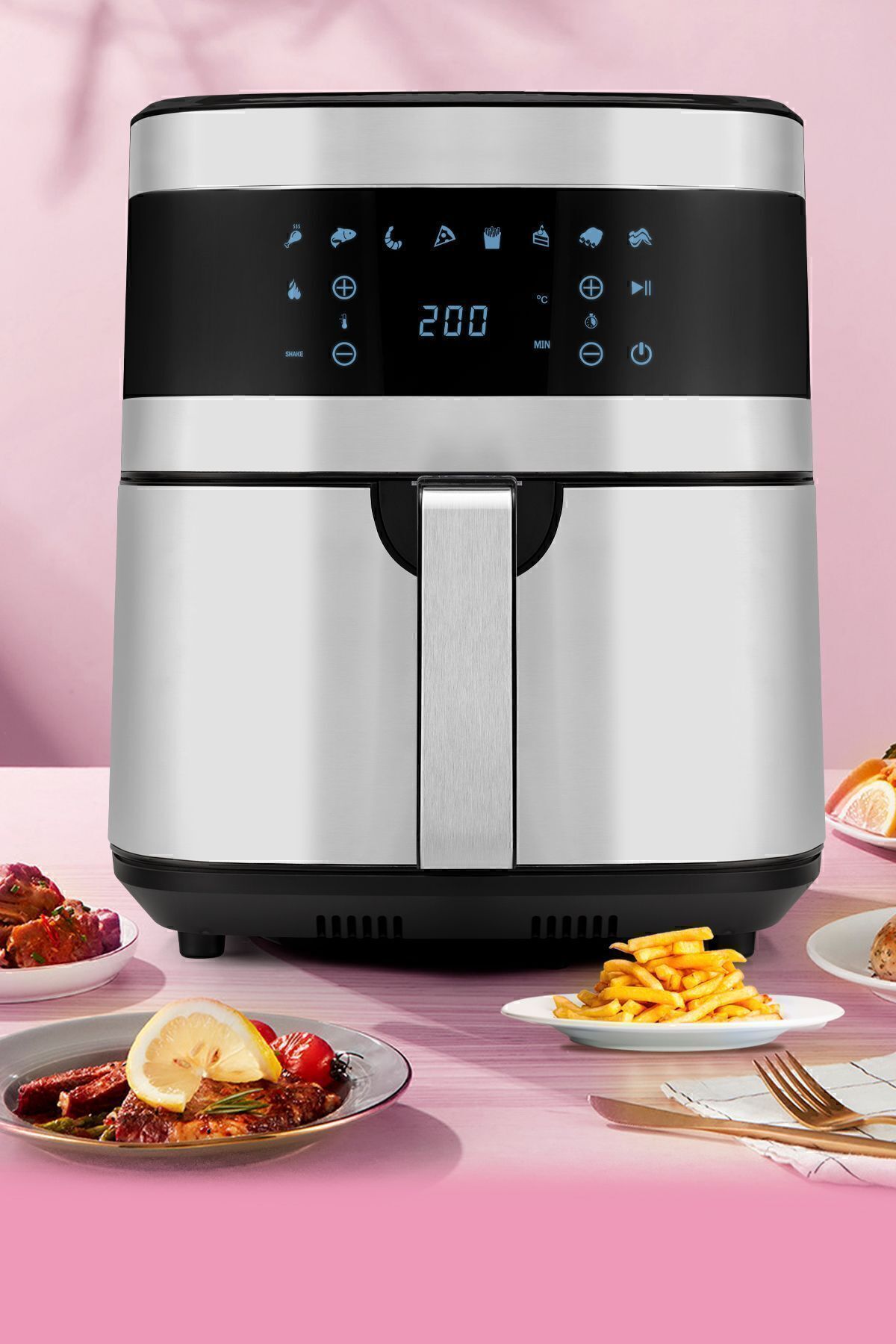 سرخ کن ست دو عددی 7 لیتری INOX XXL AIRFRYER HOT قهوه ساز ترکی با قابلمه استیل اورجینال GoldMaster