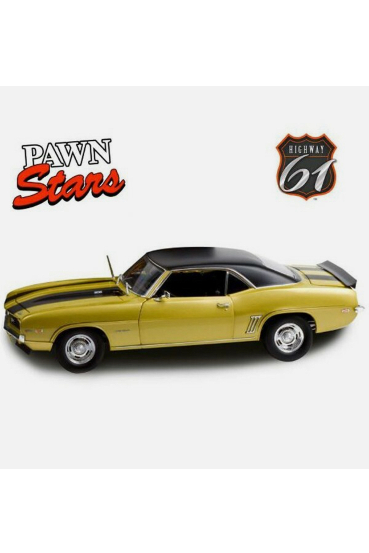 مدل خودرو بزرگراه 61 – 1:18 1969 شورولت کامارو Z28 PAWN STARS DIECAST MODEL CAR هدیه کتاب SYNOVERSE اورجینال Greenlight Collectibles