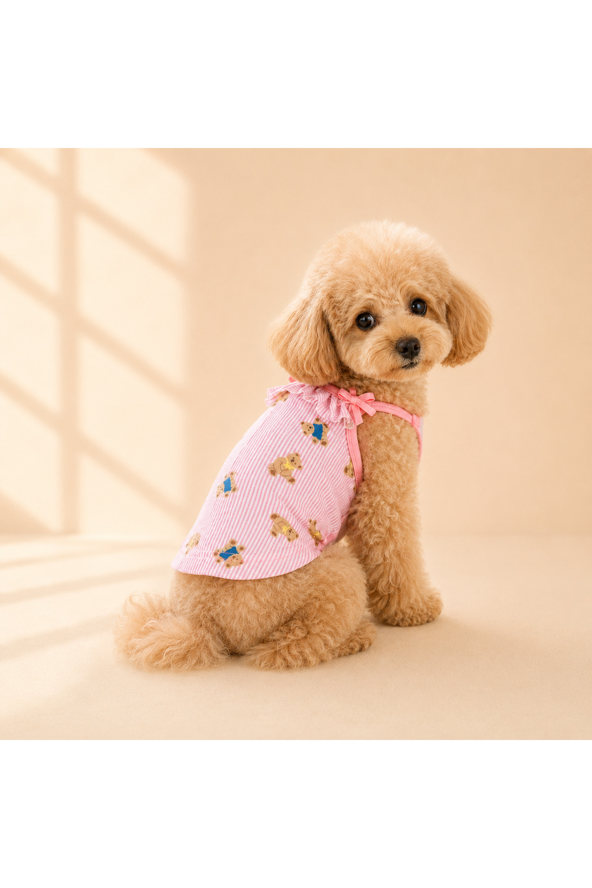 لباس سگ پوپیا Puppia طرح خرس عروسکی صورتی، با پارچه تنفس‌پذیر