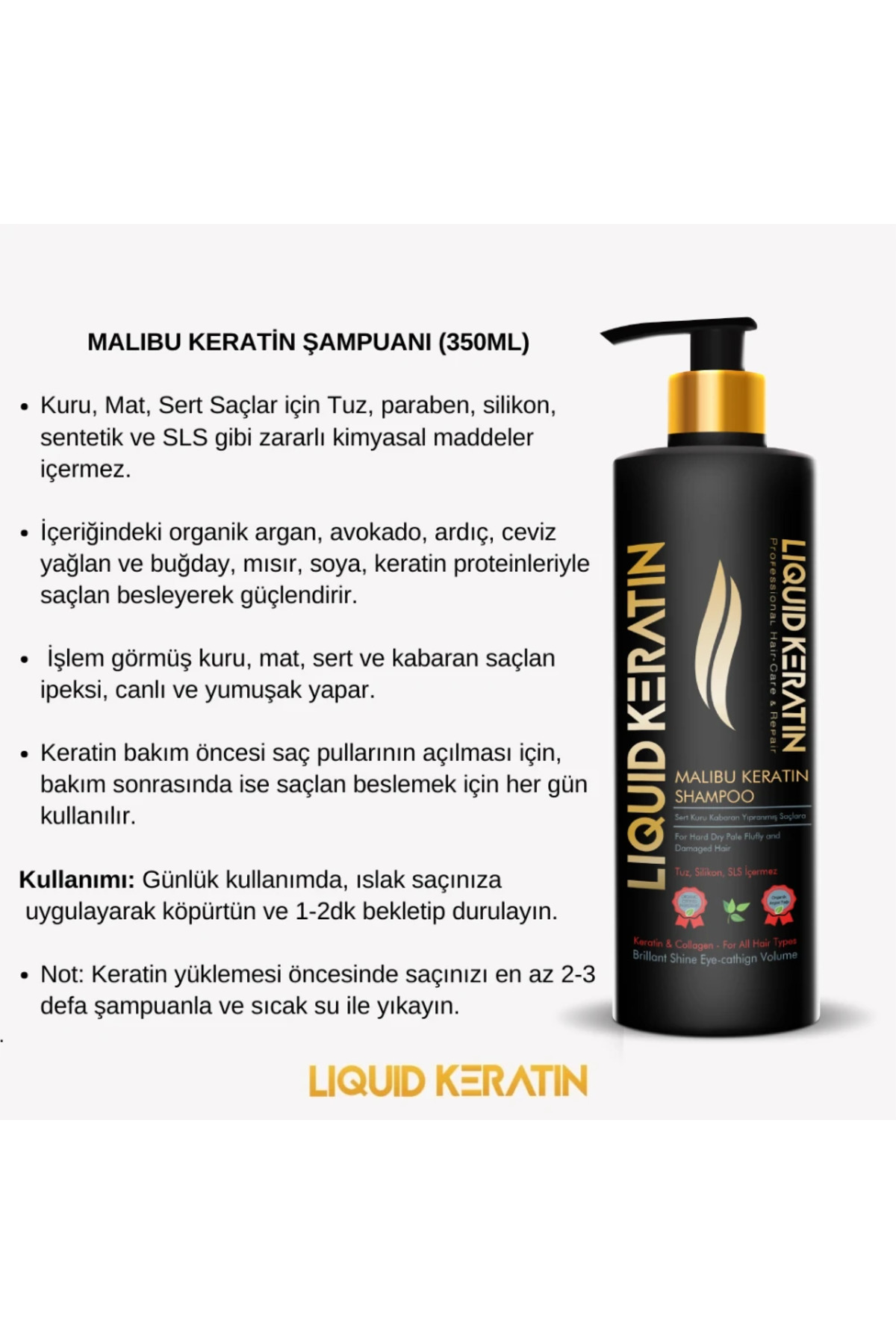 شامپو مالتو کراتین مایع بدون نمک برای موهای خشک و وزدار 350 میلی لیتر Liquid Keratin