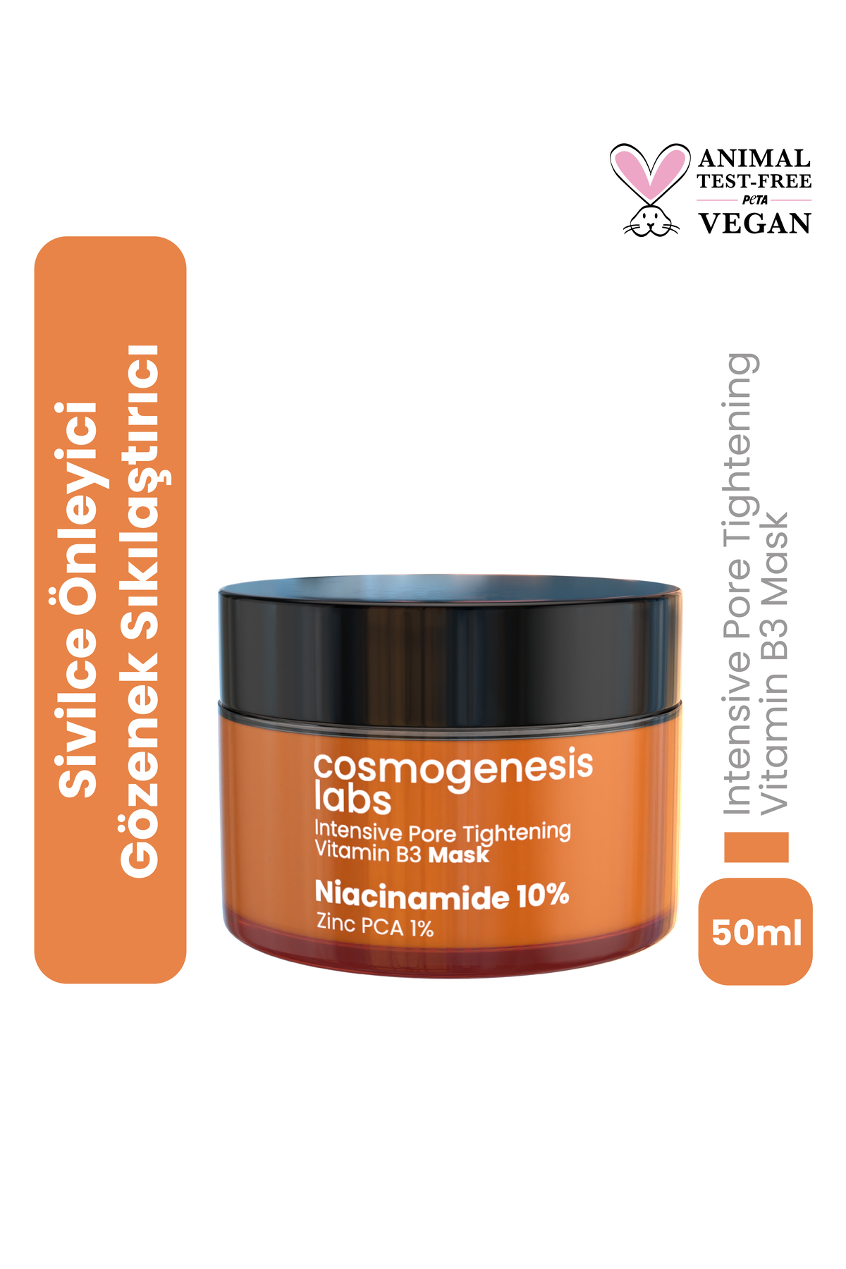 ماسک صورت کرمی 10% نیاسینامید 50 میلی لیتری – رینس آف سفت کننده منافذ ضد وگان Cosmogenesis Labs