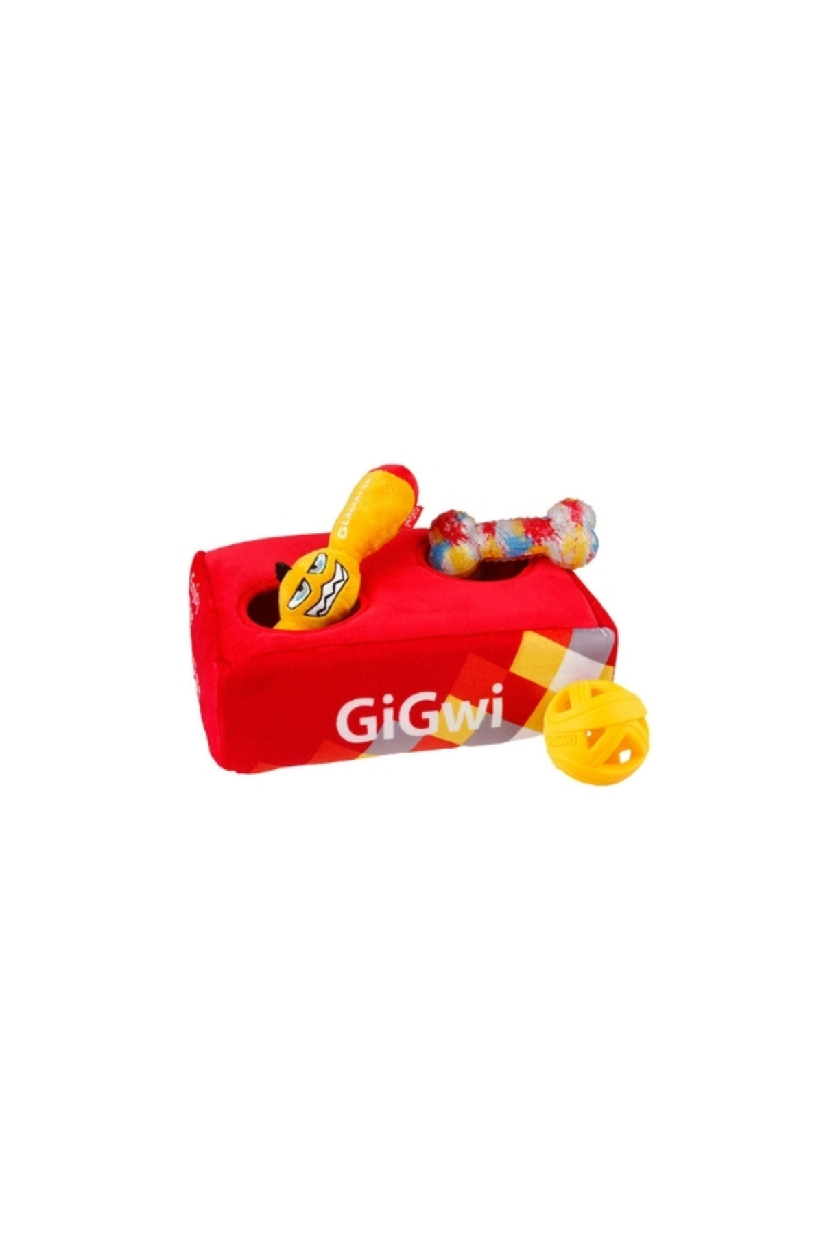 اسباب‌بازی پولیشی کیف استخوانی برای گربه و سگ، جیگوی Gigwi، قرمز، مدل 8561