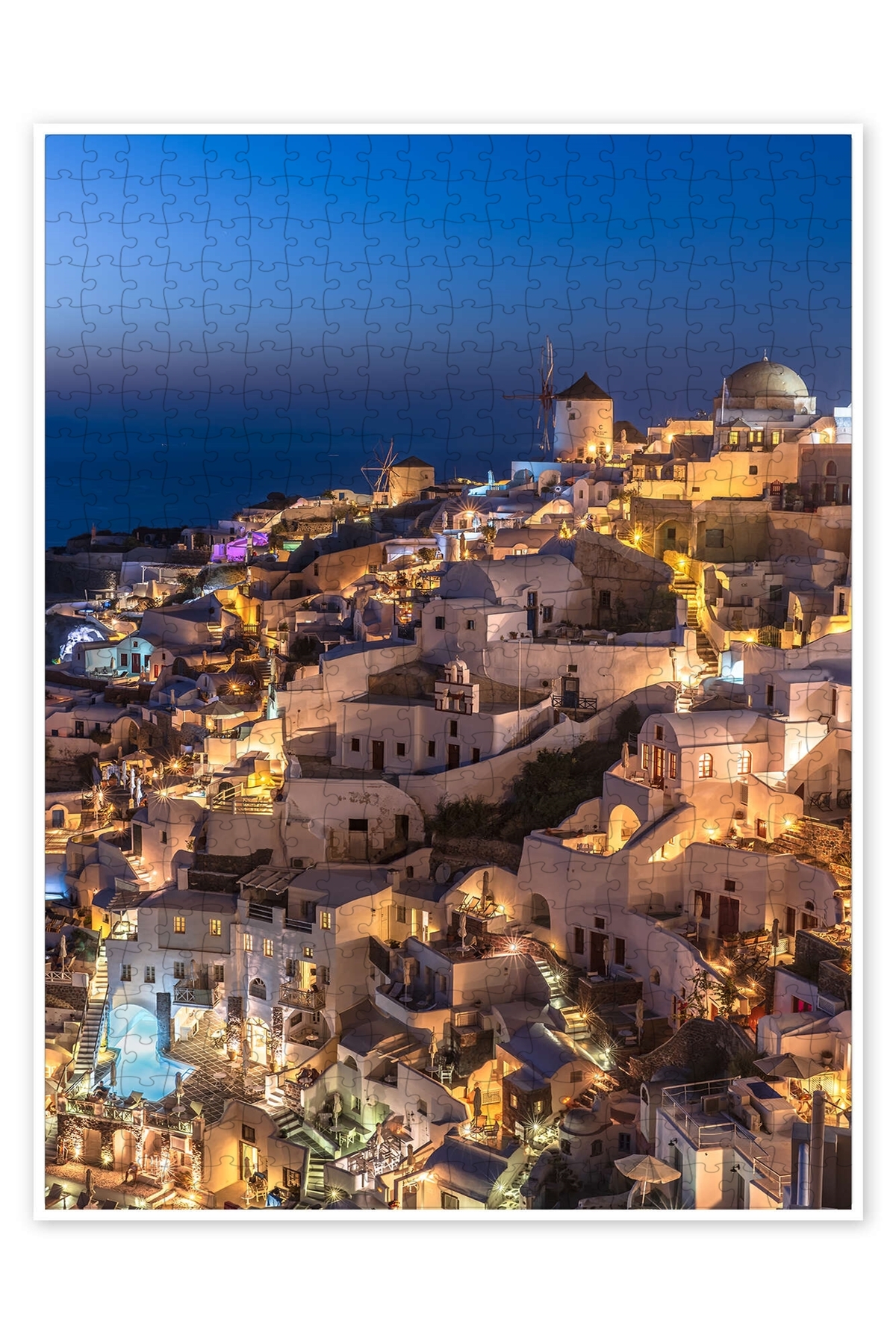 پازل OIA SANTORINI یونان 500 قطعه اره منبت کاری مویی شهر منظره سرگرمی مضمون از ترکیه Jeronkarji