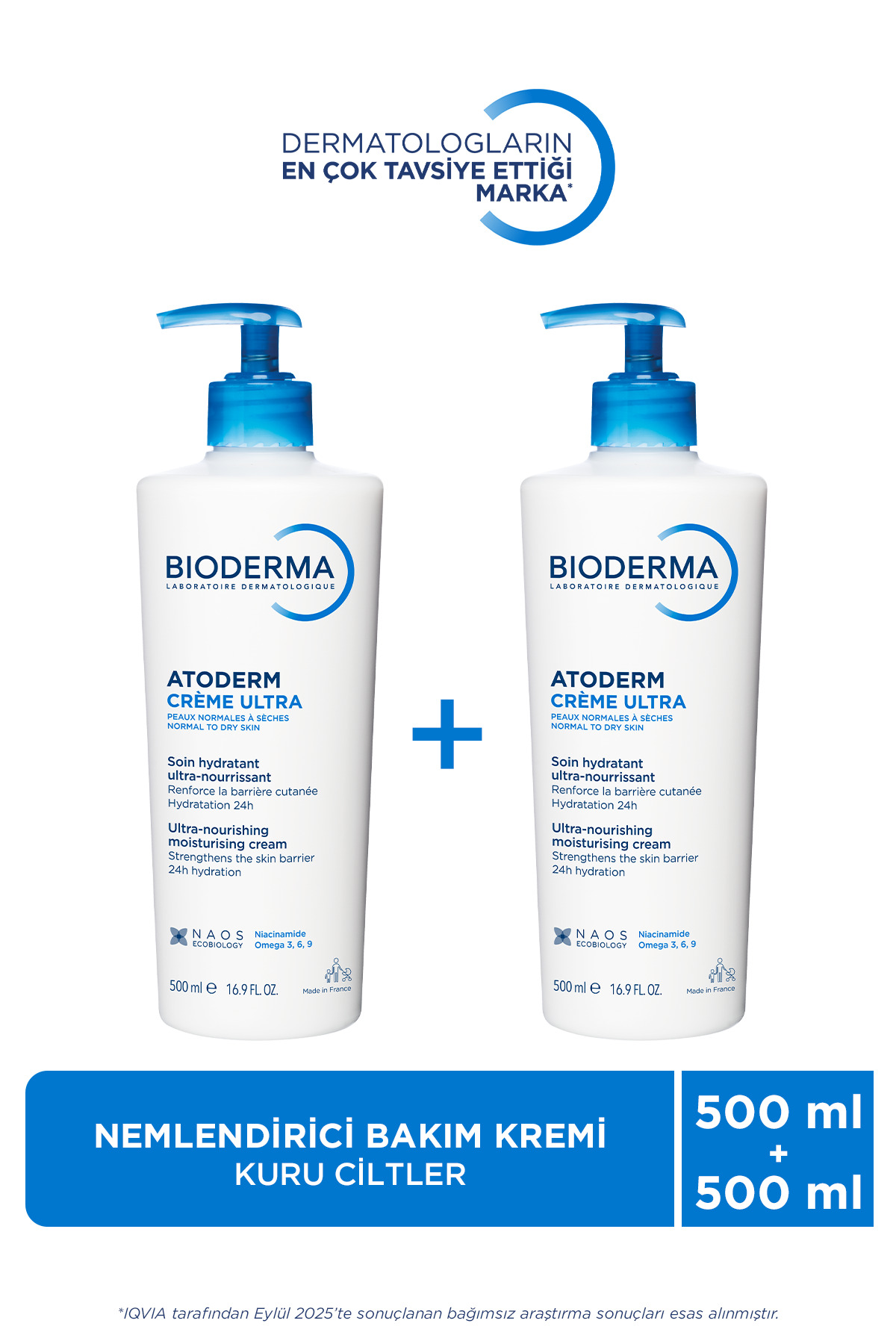 Bioderma کرم مرطوب کننده پوست خشک آتودرم 500 میلی لیتر x 2
