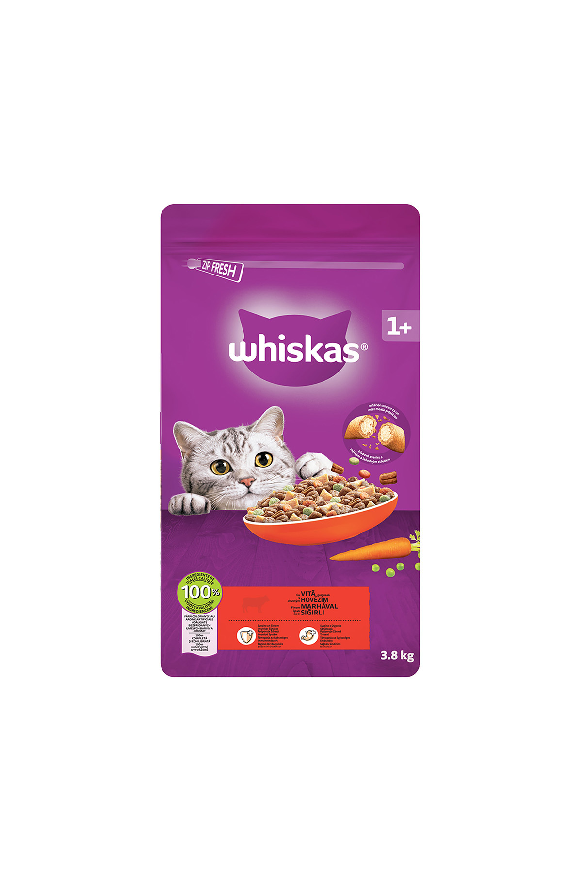 غذای خشک گربه ویسکاس Whiskas با طعم گوشت گاو، ۳۸۰۰ گرم (2026)