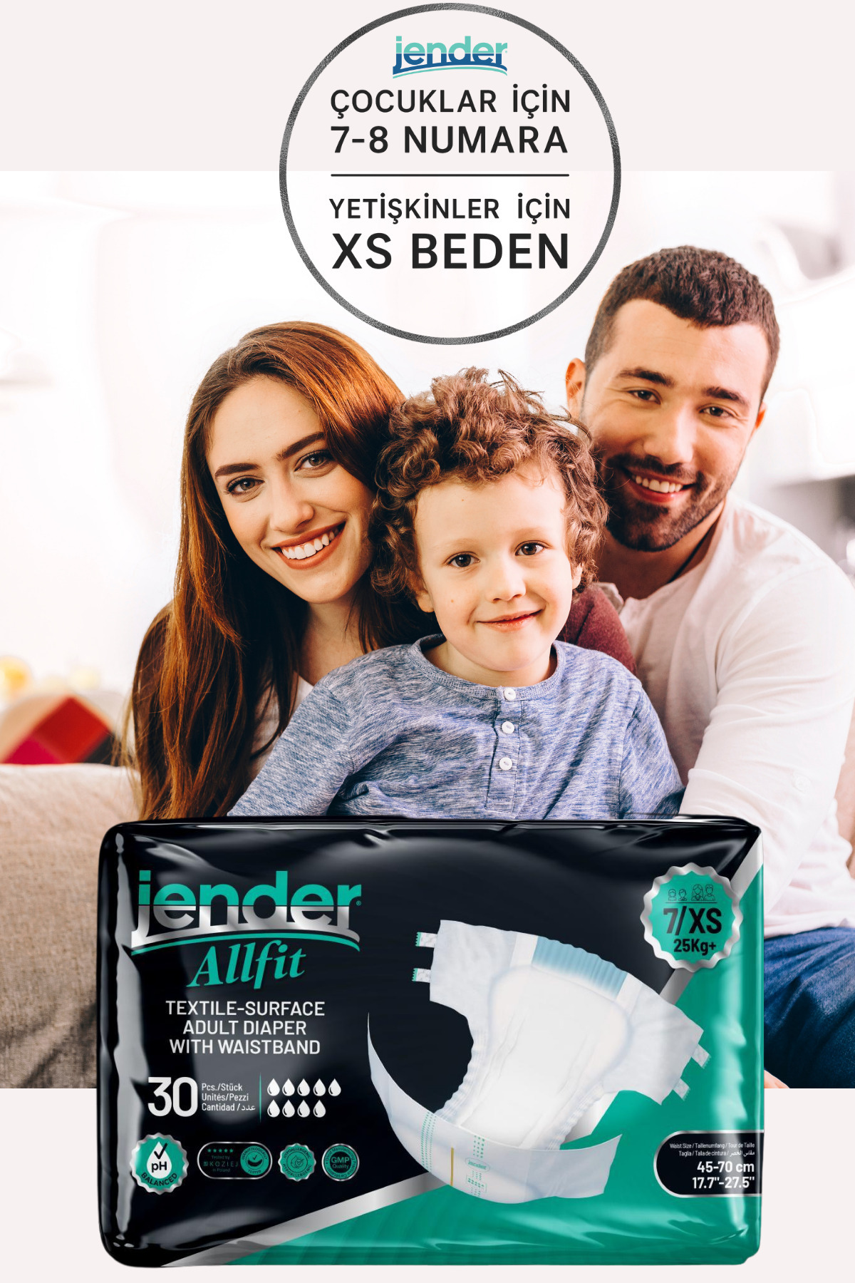 پوشک بچه ALL FIT XS با کمربند 25+ کیلوگرم سایز ویژه 30 اورجینال JENDER