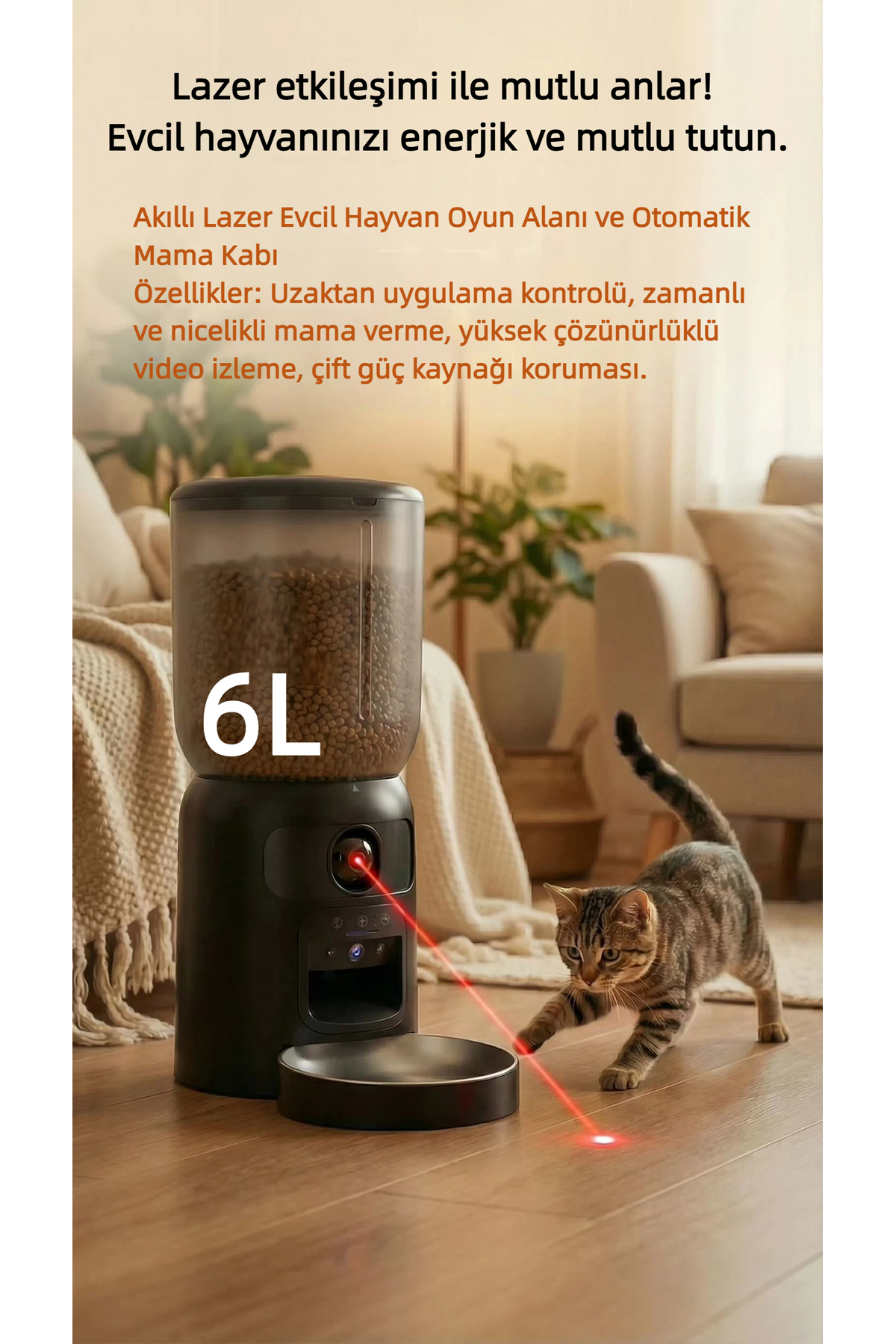 غذادهنده خودکار گربه و سگ آی‌کم 365 ICAM 365 مدل Icam365PF، ۵ لیتر با دو دوربین و کاسه فولادی