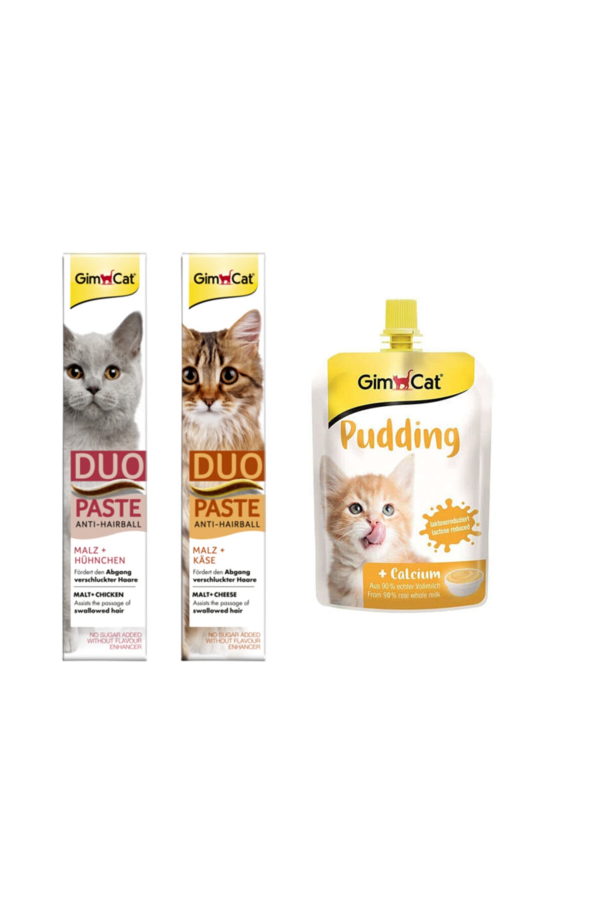 مجموعه خمیر مالت مرغ و پنیر و پودینگ کلسیم گربه Duo Paste جیم‌کت Gimcat