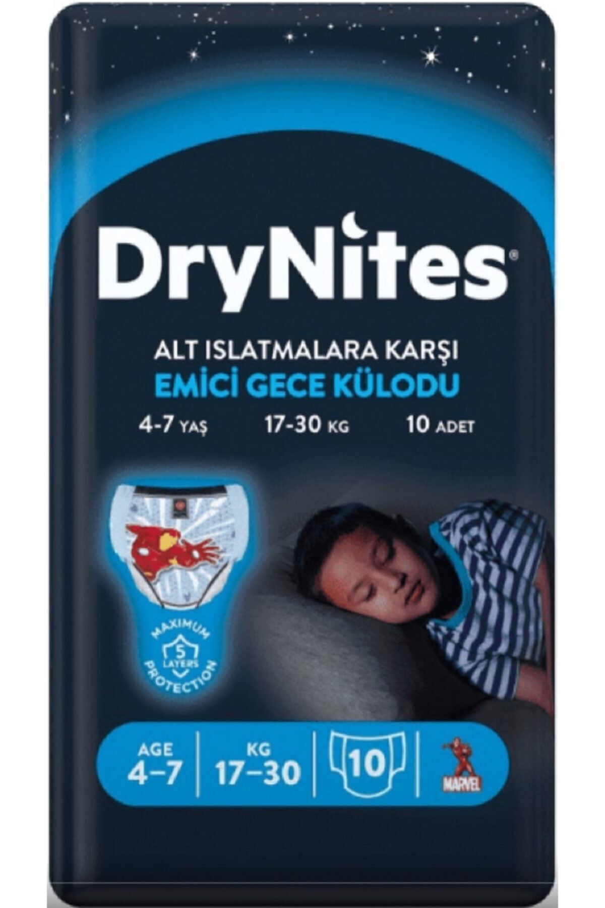 پوشک بچه شبانه جاذب درینیت برای مردانه 4 تا 7 سال بسته 10 تایی 6 اورجینال Huggies