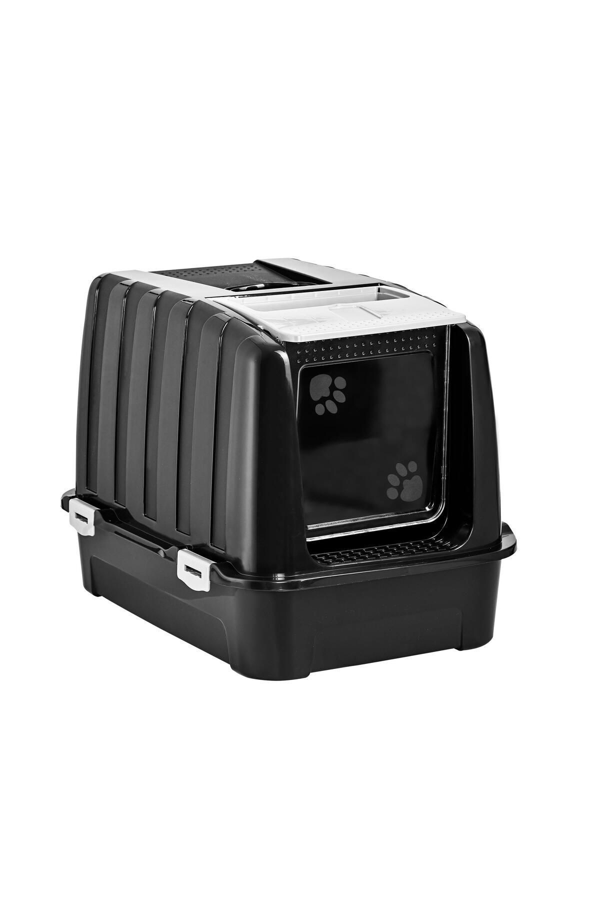 جعبه خاک گربه دربسته Pet Comanchero پلاست‌آرت PlastArt مدل PT-335، مشکی