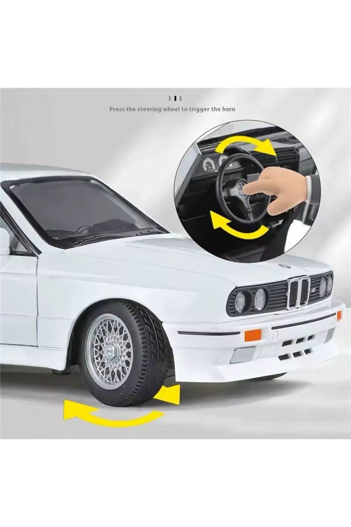 مدل خودرو BMW 3 SERIES M3 سفید E30 1988 درهای بازکننده مقیاس 1:24 DIECAST CAR اورجینال scntoys