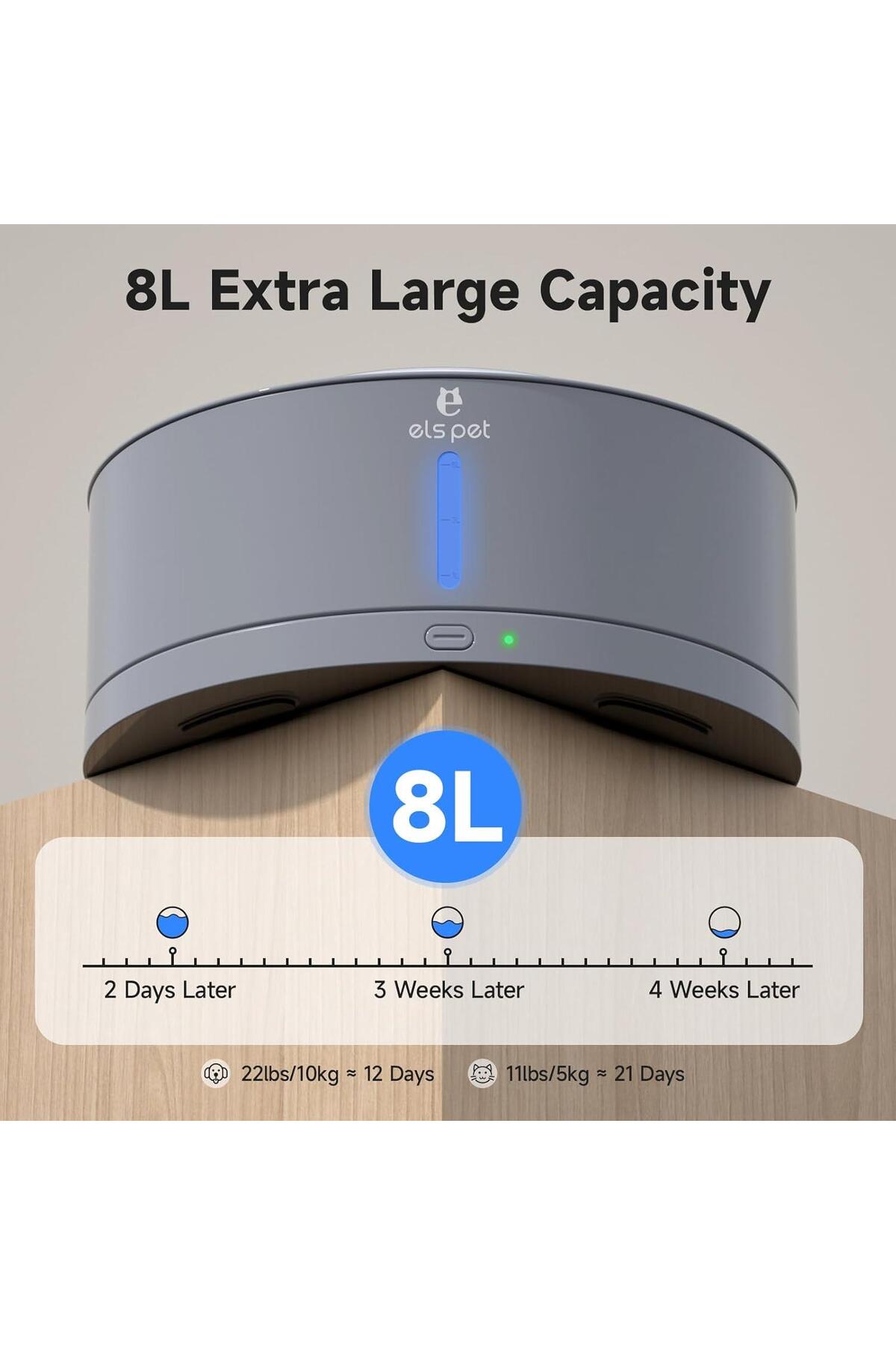 آبخوری فواره‌ای گربه و سگ ۸ لیتری ای‌ال‌اس پت ELS Pet (ELS-WF8L)