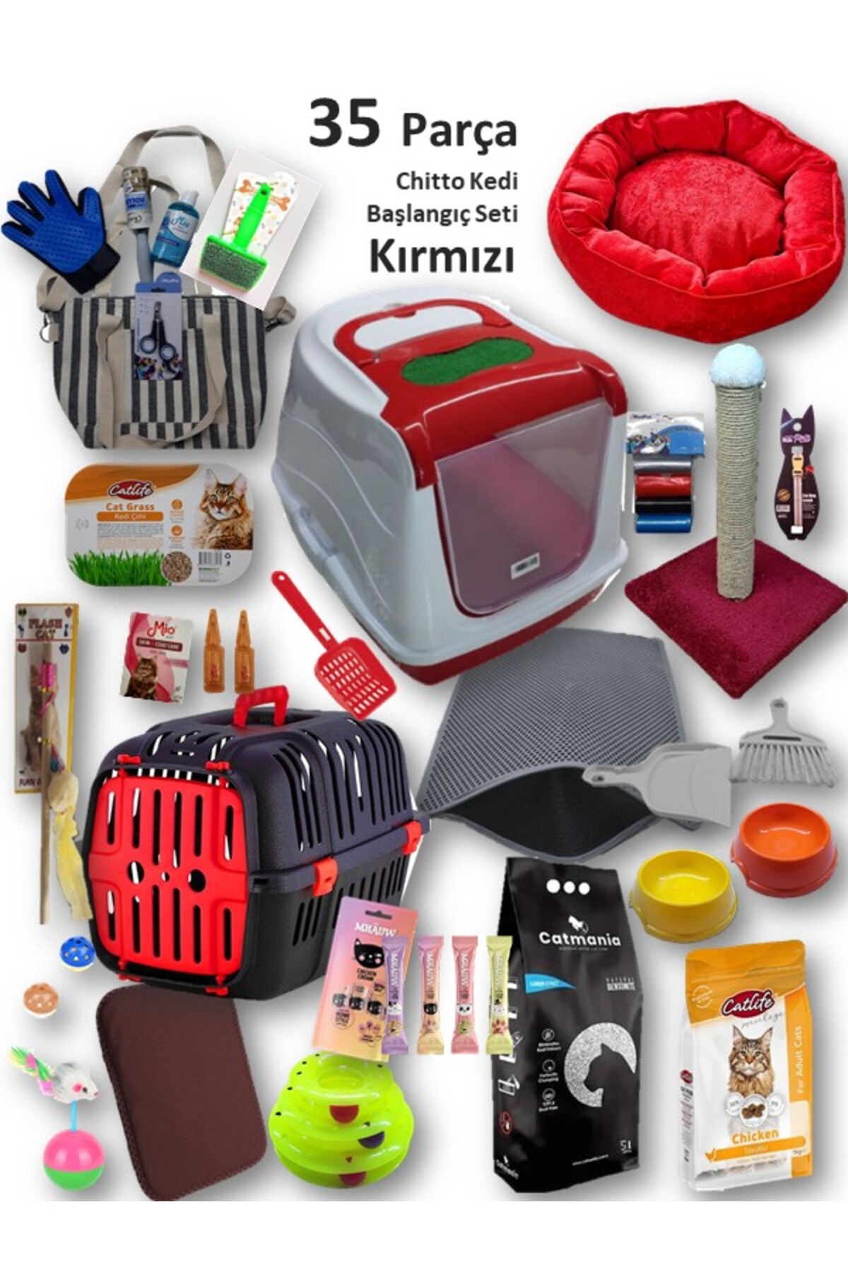 ست آغازین گربه ۳۵ تکه کی‌آر‌تی KRT Chitto قرمز