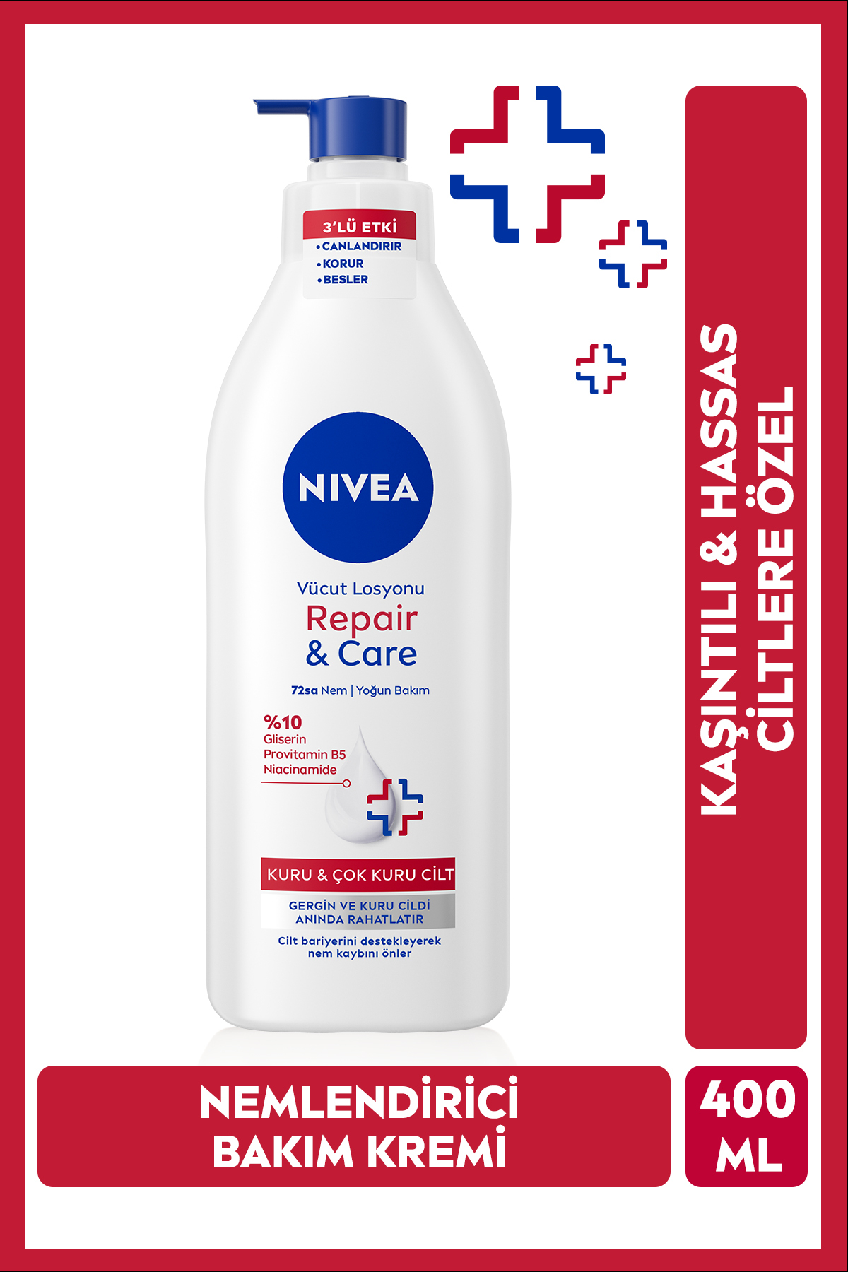 NIVEA لوسیون مراقبتی ترمیم‌کننده پوست بدن برای پوست خیلی خشک ۴۰۰ میلی‌لیتر