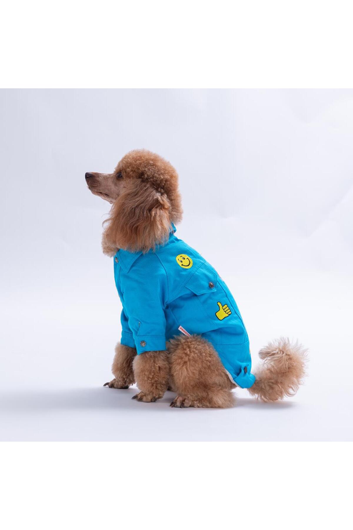 کت گربه و سگ پاواستار Pawstar مدل PS25-1084، سری Cancun، فیروزه‌ای، گاباردین دکمه‌فشاری