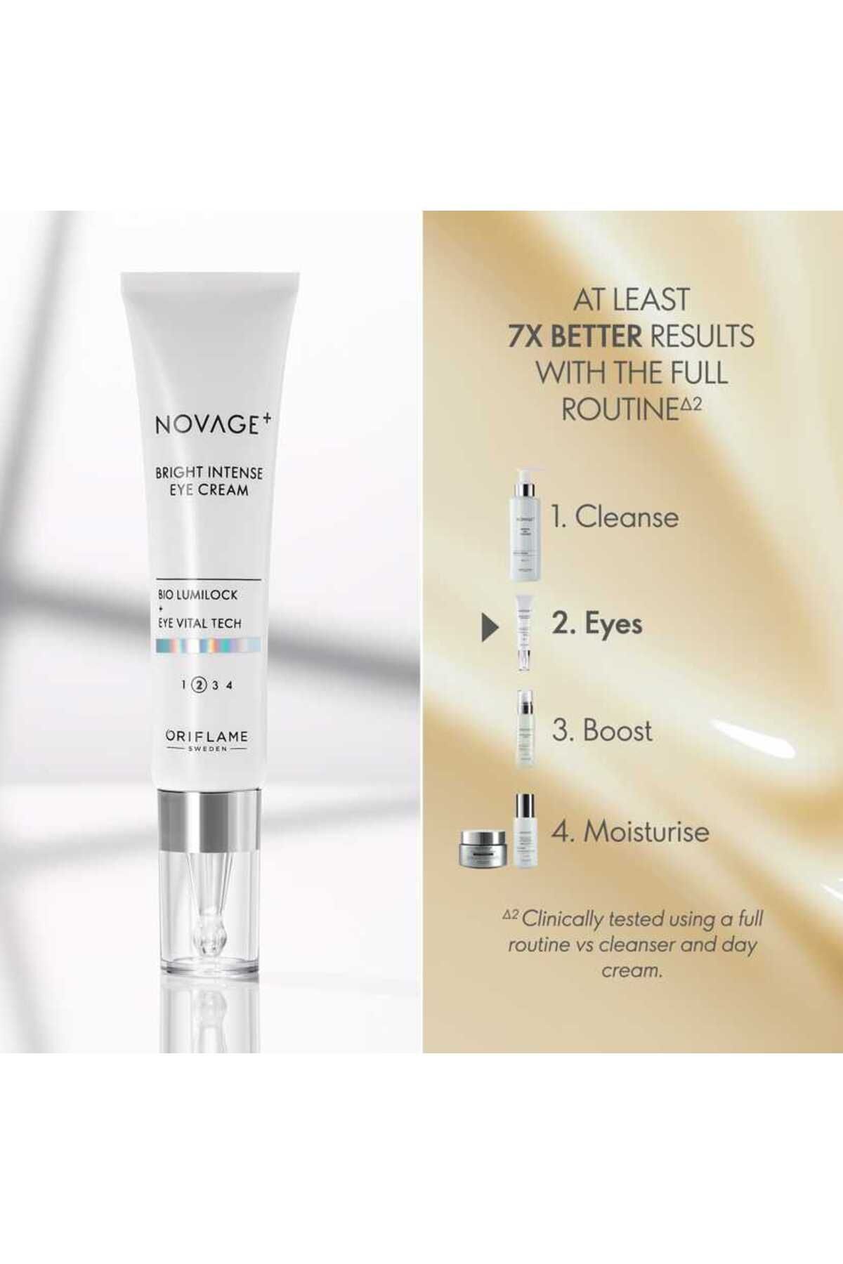 کرم چشم کم حجم کاهش پیگمانتاسیون NOVAGE+ BRIGHT INTENSE رنگ: آیوری اوریفلیم Oriflame
