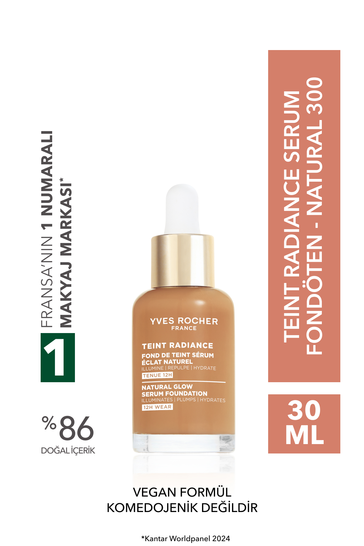 کرم پودر زیرسازی سرم رادیانس هیالورونیک اسید TEINT RADIANCE VEGAN BEIGE 200 Yves Rocher