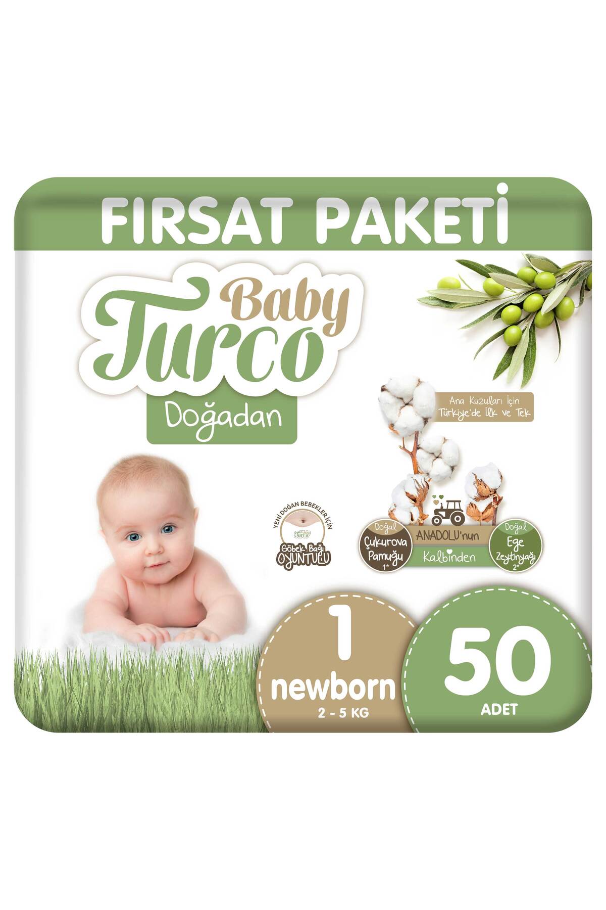 پوشک بچه بسته فرصت دوغادان سایز 1 نوزاد 50 عدد اورجینال Baby Turco