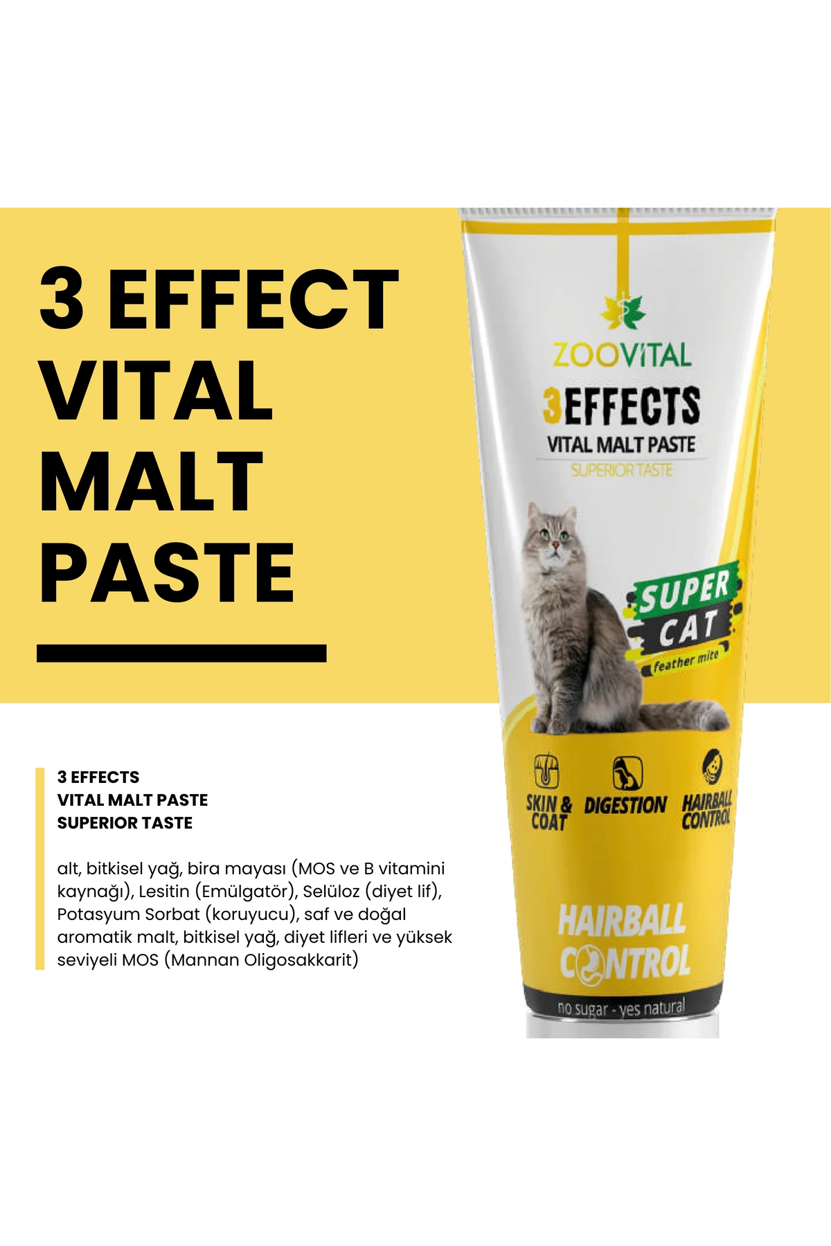خمیر مالت سه‌اثره گربه زوویتال Zoovital، بسته ۲ عددی ۱۰۰ گرمی