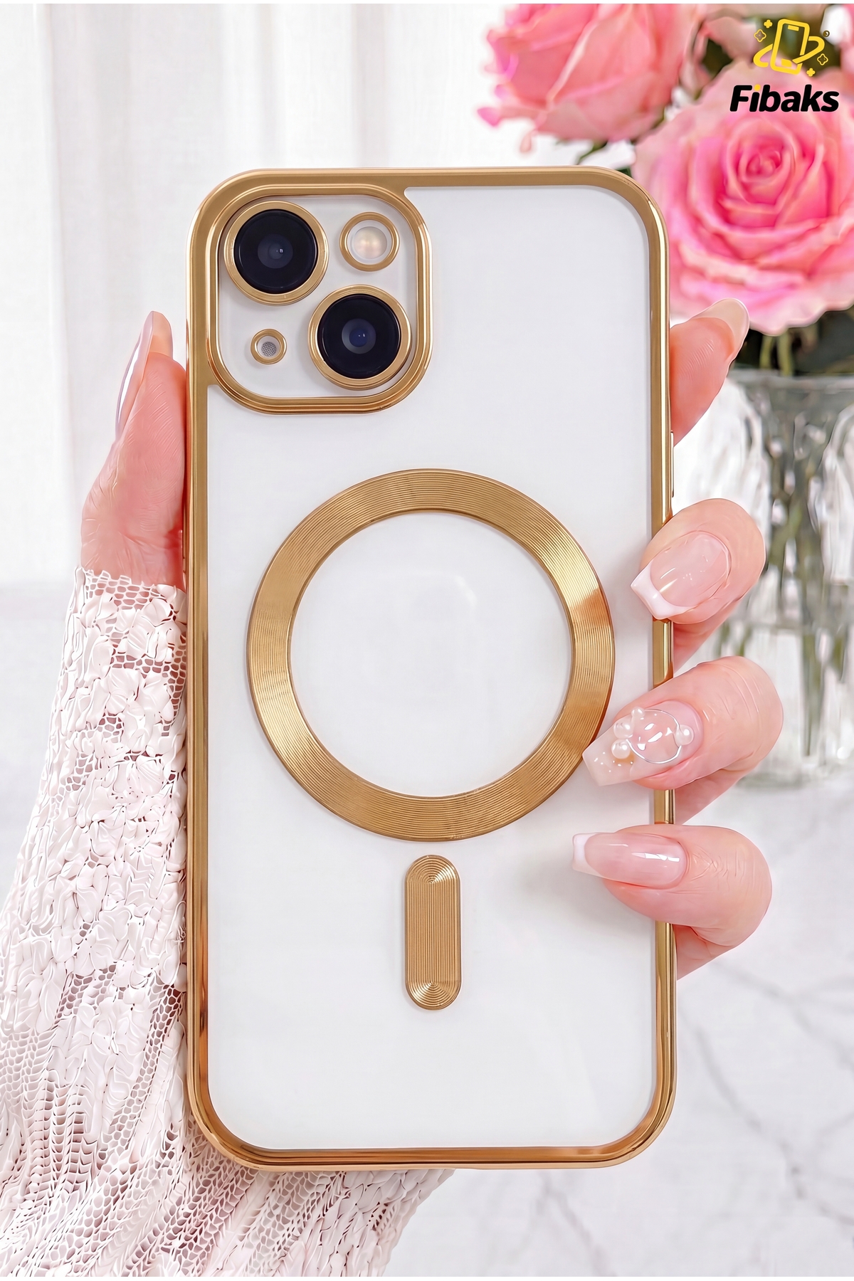 کاور و قاب محافظ لنز دوربین APPLE IPHONE 13 14 CASE MAGSAFE شارژ شفاف رنگی نرم فیبکس Fibaks