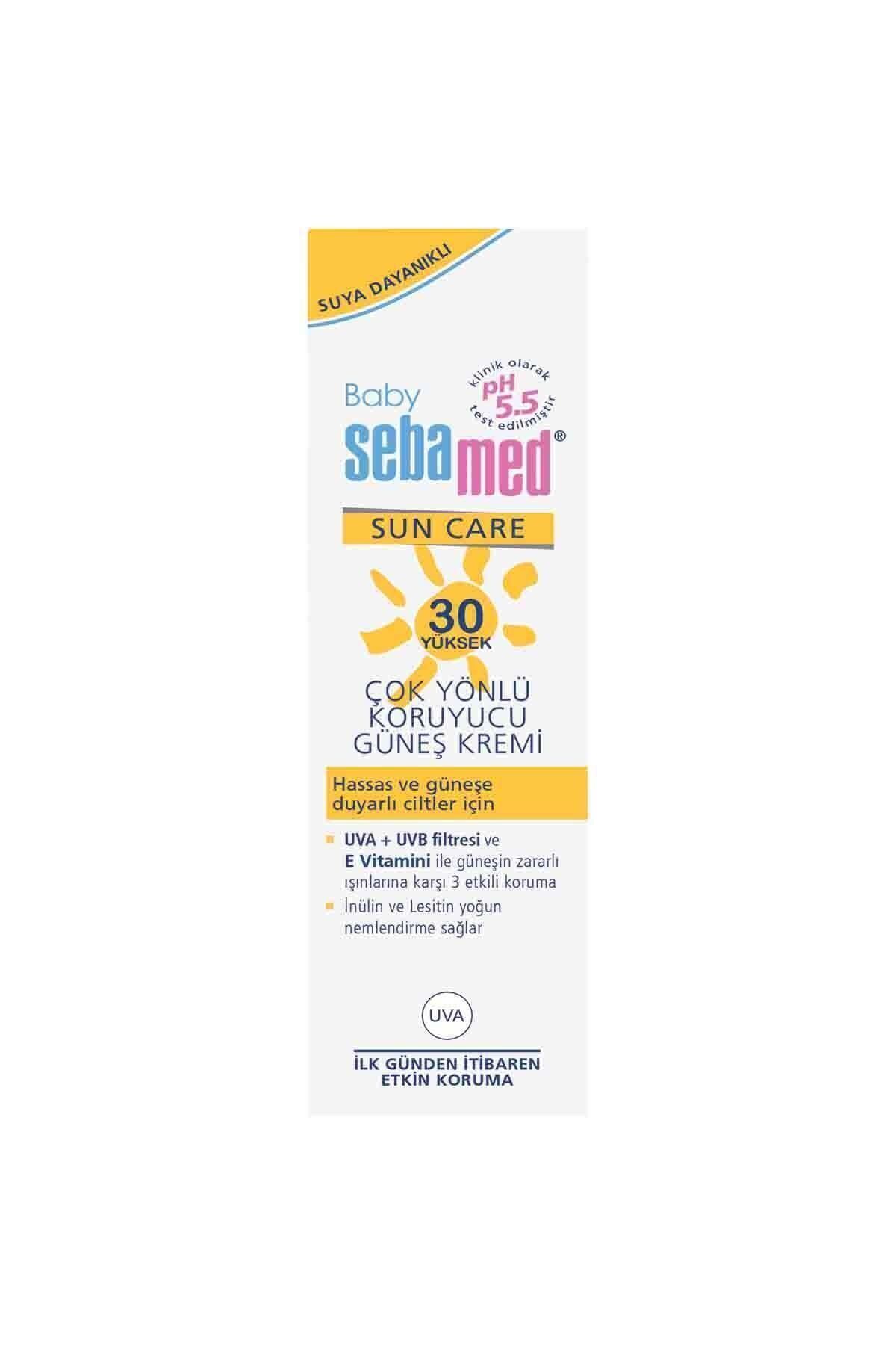 کرم ضد آفتاب صورت پسرانه و دخترانه بچگانه SUN 30 SPF BABY 75 میل Sebamed