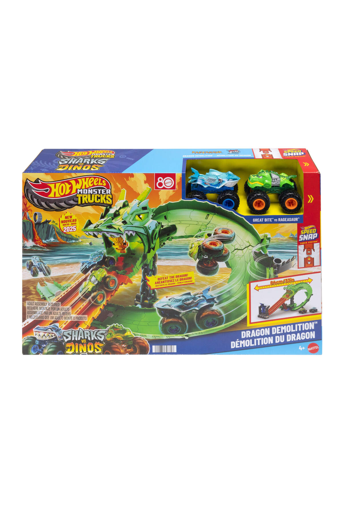 سایر ست های بازی MONSTER TRUCKS SHARK AND DINOSAUR VS SCARY DRAGON مجموعه JFR06 از ترکیه HOT WHEELS