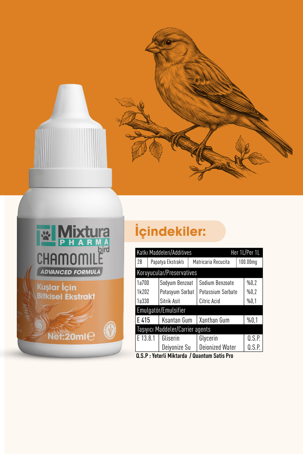محصول سلامت پرندگان Bird Chamomile از میکسچورا فارما Mixtura Pharma