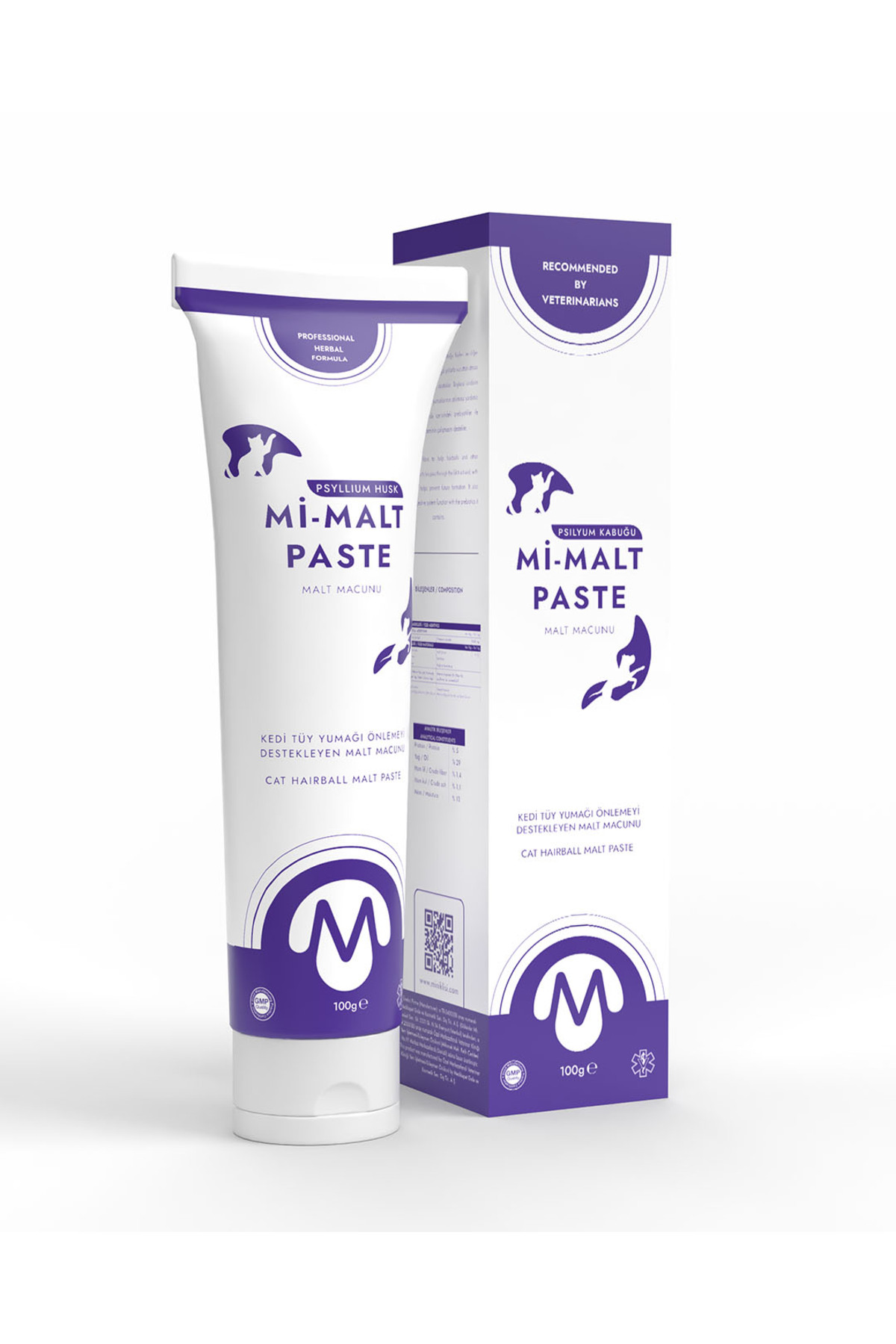 خمیر مالت گربه برای پیشگیری از گلوله مویی ۱۰۰ گرم، مینیکلیسی Miniklisi Mi-Malt Paste
