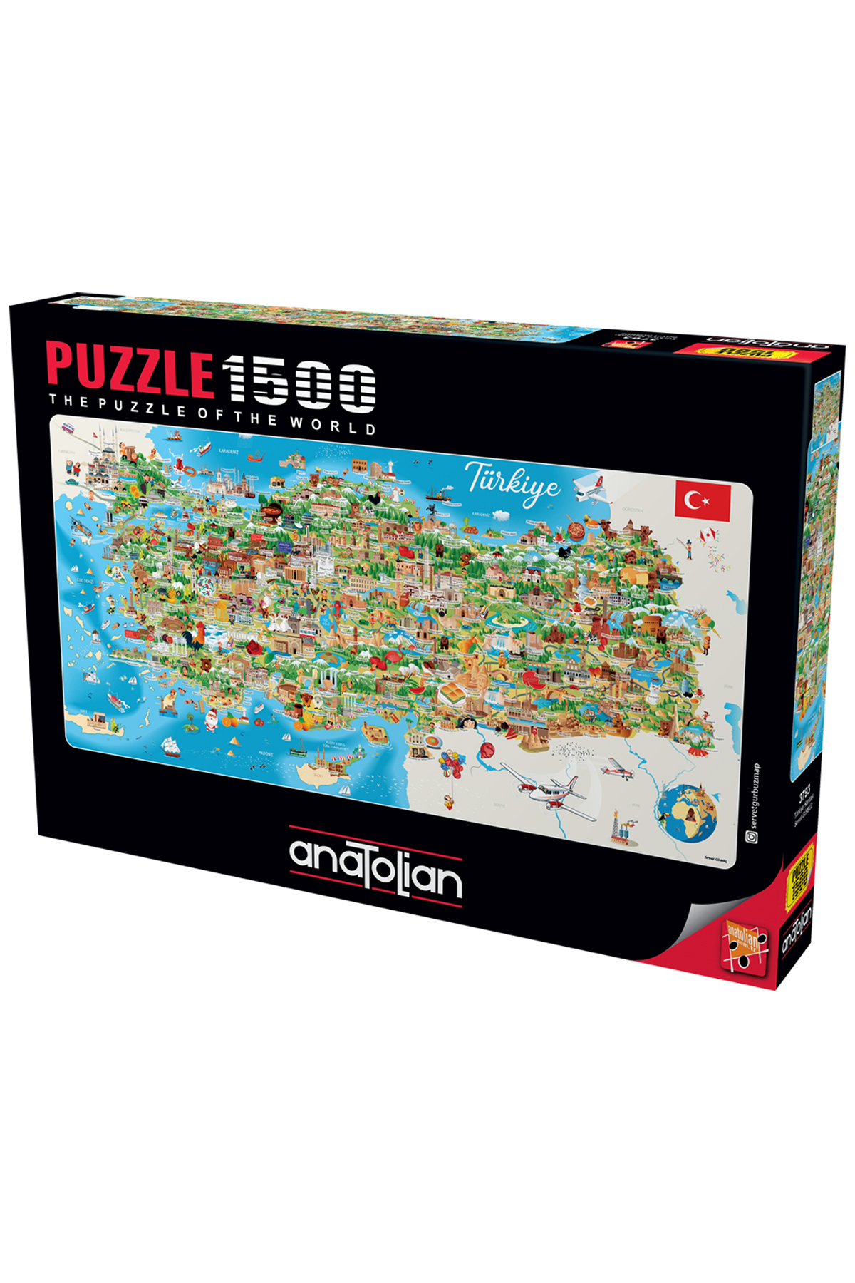 پازل اره منبت کاری مویی 1500 تکه نقشه ترکیه 3793 Anatolian Puzzle