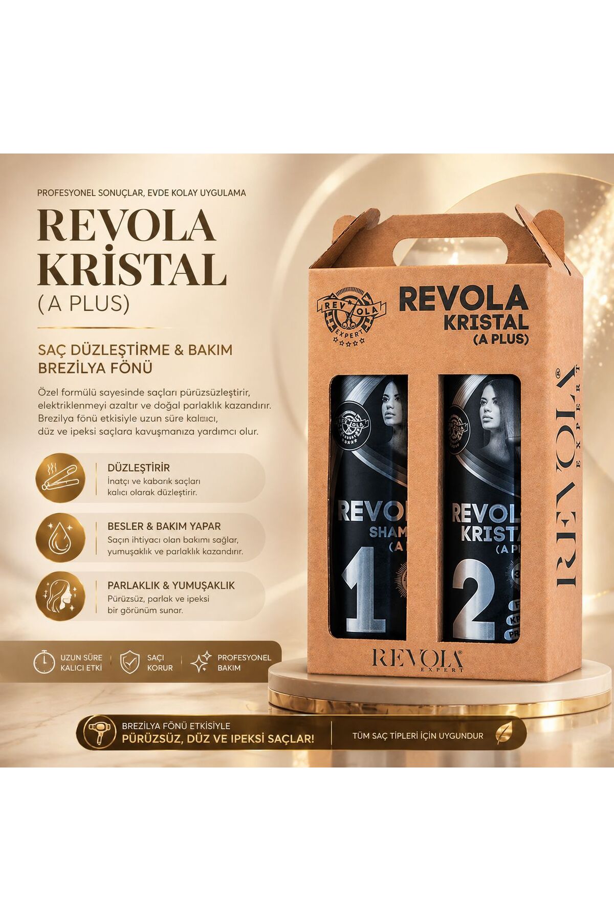 کرم مراقبت مو با پروتئین کراتین و فر کننده مو مدل Kristal APLUS حجم 250 میلی لیتر REVOLA EXPERT