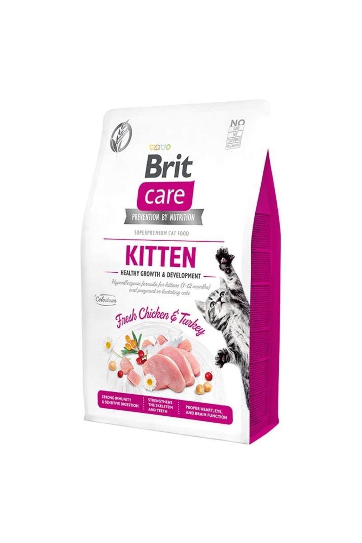 غذای خشک بچه‌گربه بریت Brit Care Kitten Hypoallergenic با طعم مرغ و بوقلمون، ۷ کیلوگرم