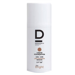 کرم‌پودر مایع درمواسکین Dermoskin مدل Be Bright با SPF50+ و پوشانندگی بالا رنگ مدیوم Medium حجم ۳۳ میلی‌لیتر