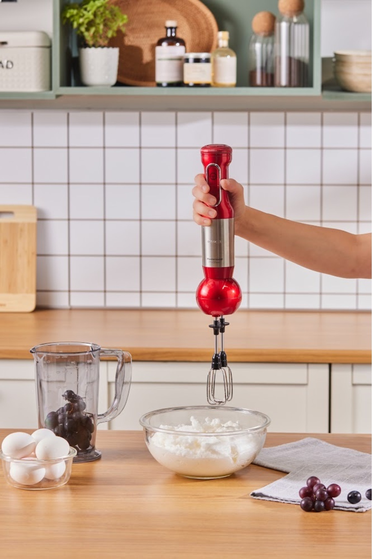 ست مخلوط کن غذاساز شیشه ای MASTERMAID PROSTEEL GLASS LONG FEET 6 BLADES 2500 W IMPERIAL RED اورجینال Karaca
