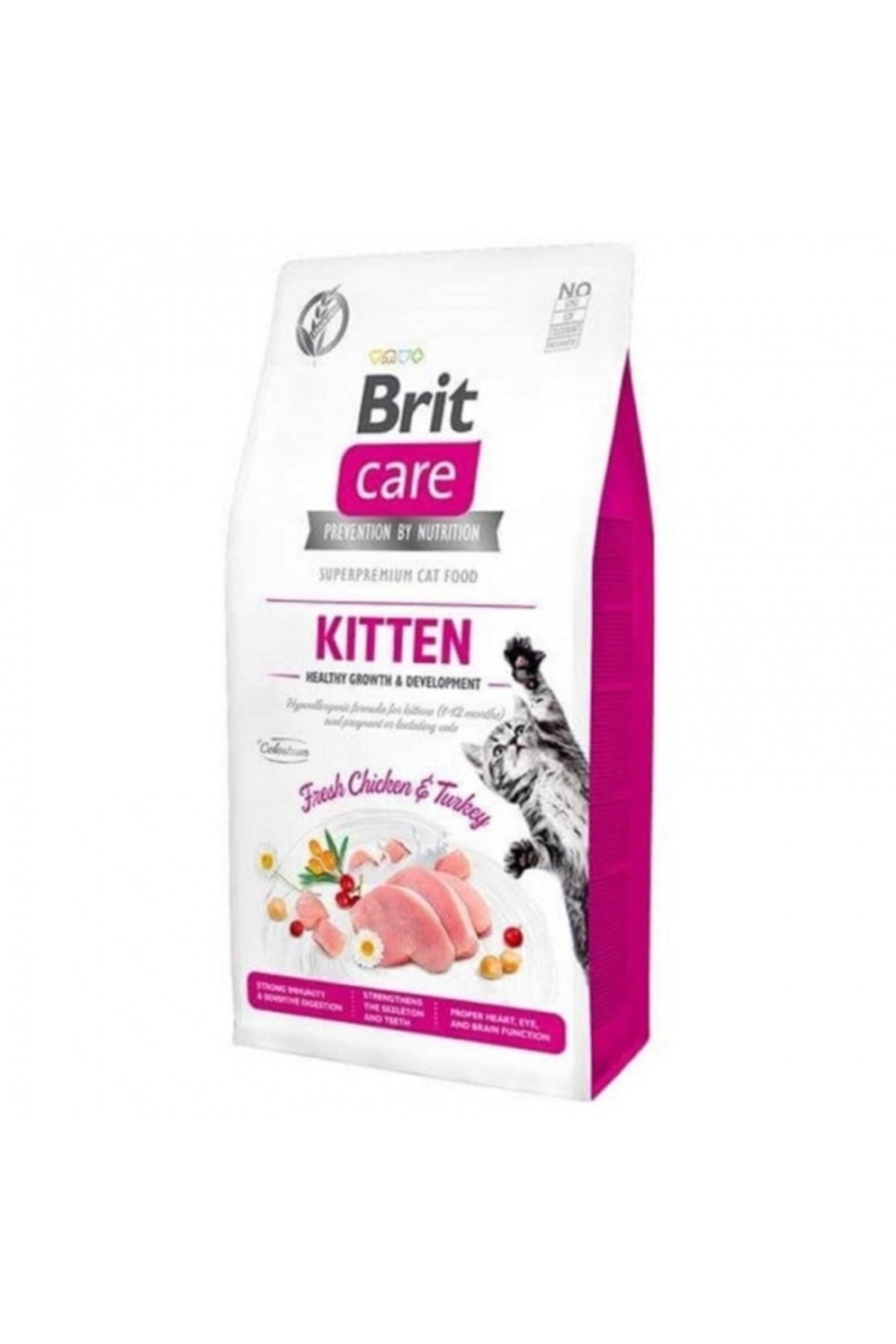 غذای خشک بچه‌گربه بریت Brit Care Kitten بدون غلات با طعم مرغ تازه، ۷ کیلوگرم