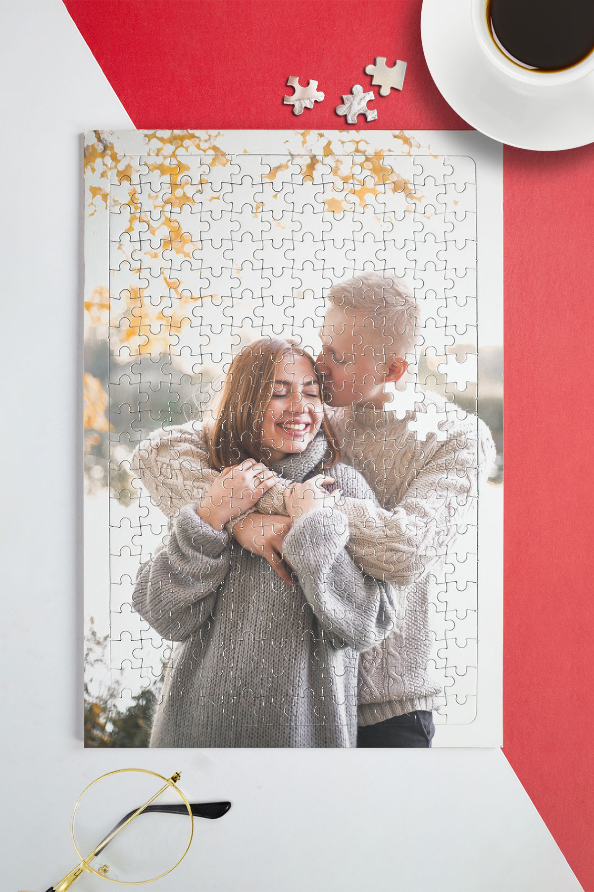 پازل اره منبت کاری مویی عکس شخصی 240 قطعه A3 هدیه روز ولنتاین از ترکیه HediyeLabs