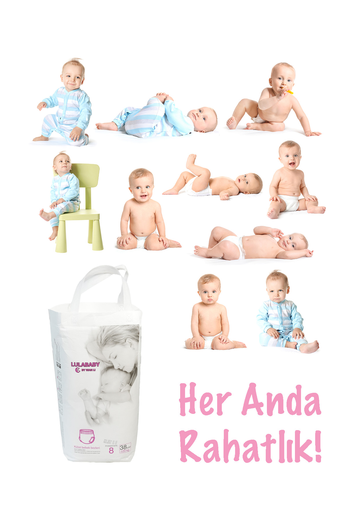 پوشک بچه LULA BABY PREMIUM OPPORTUNITY PACKAGE 8 عدد شورتی 38 عددی اورجینال Lulababy