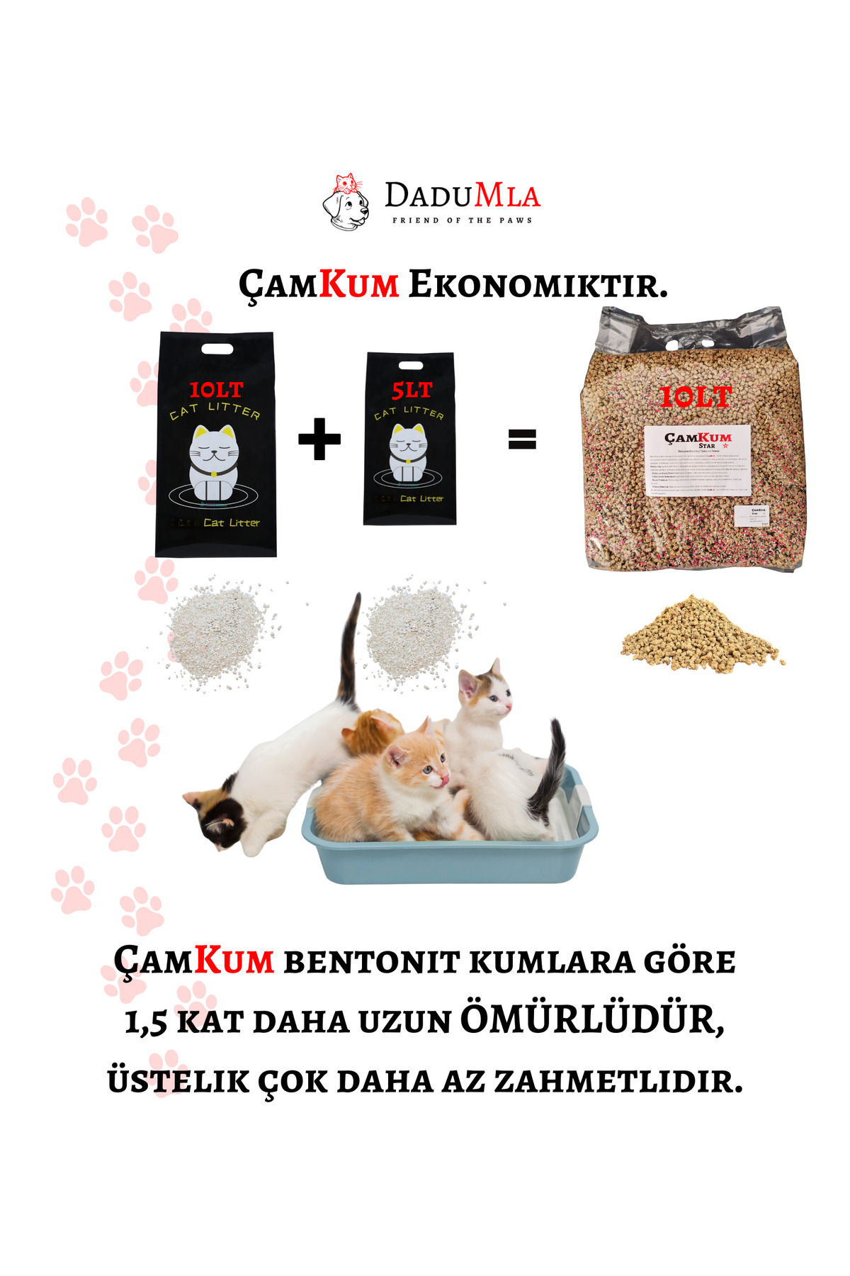 خاک گربه طبیعی Çamkum، ۱۰ لیتر