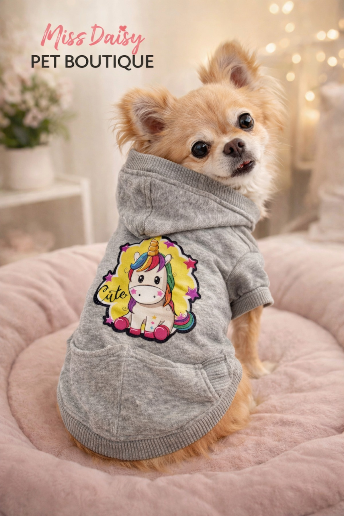سویشرت کلاه‌دار سگ طوسی میس دیزی پت بوتیک Miss Daisy Pet Boutique مدل MD11020