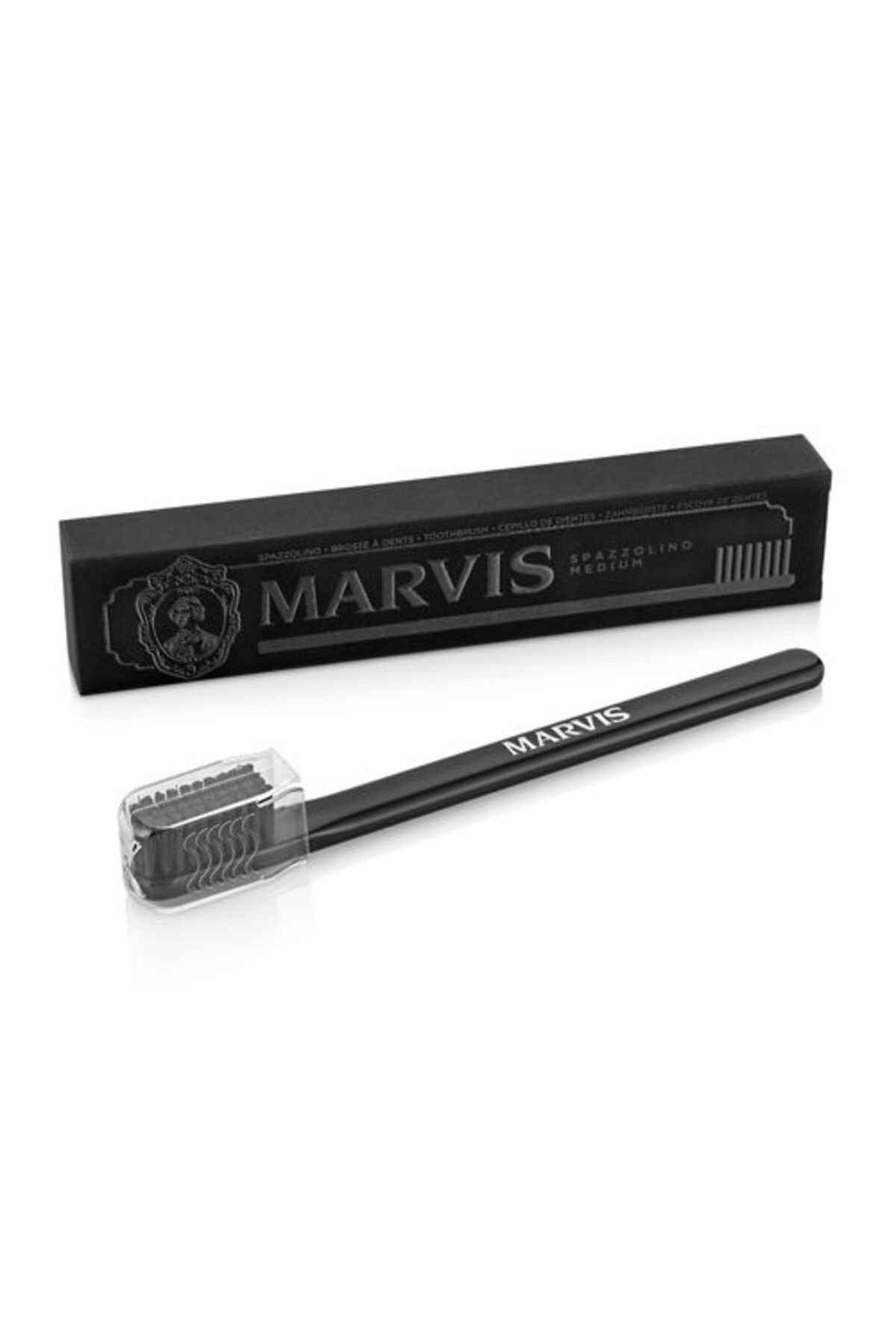 خمیردندان نعناع آبزی 85 میل + مسواک سخت متوسط ​​سیاه 2 مجموعه مراقبت ماوریس Marvis