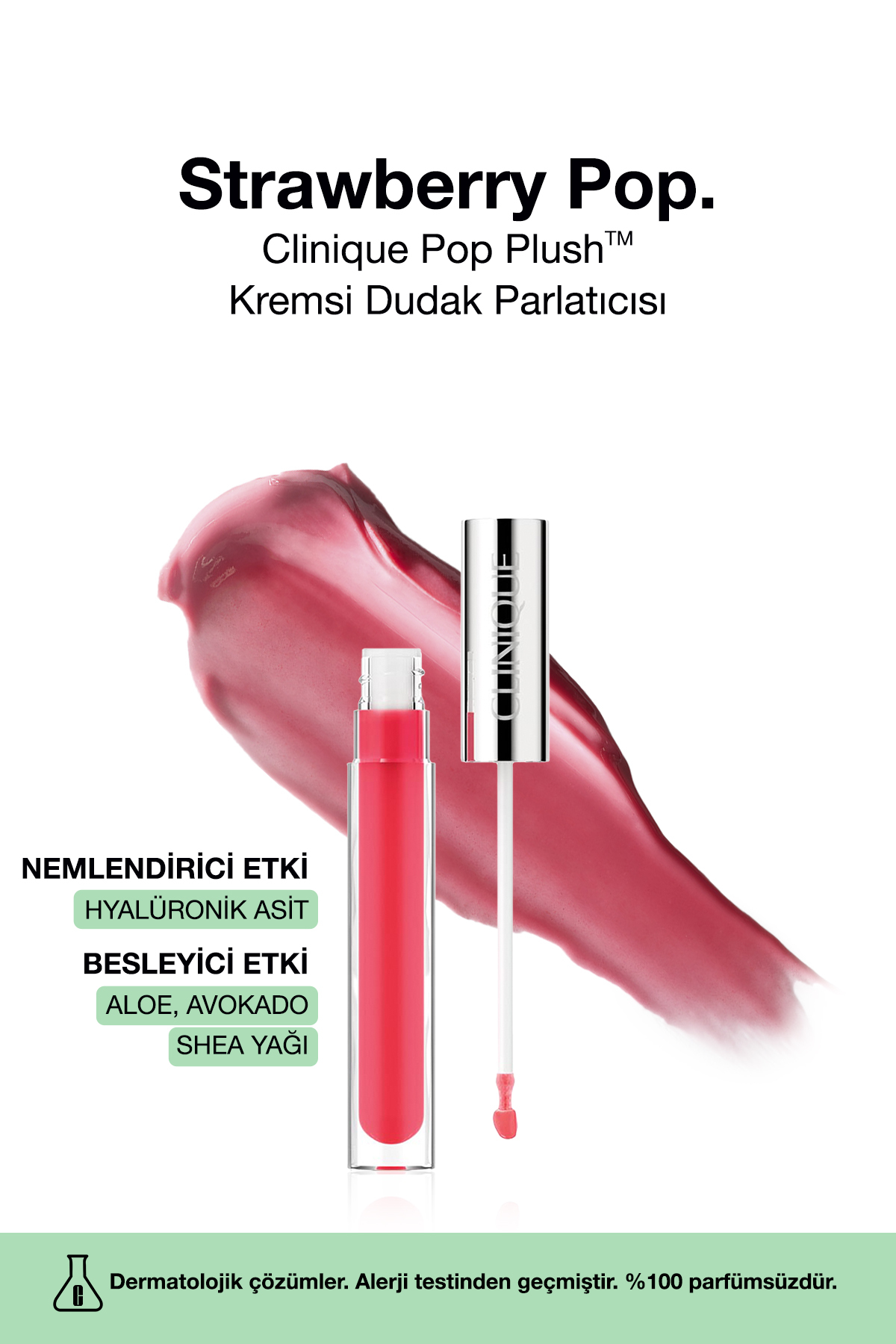 رژ لب POP PLUSH ™ CREAMY LIP SHINE رنگ: توت فرنگی پاپ 3.4ML | پایان روشن اثر مرطوب کننده Clinique