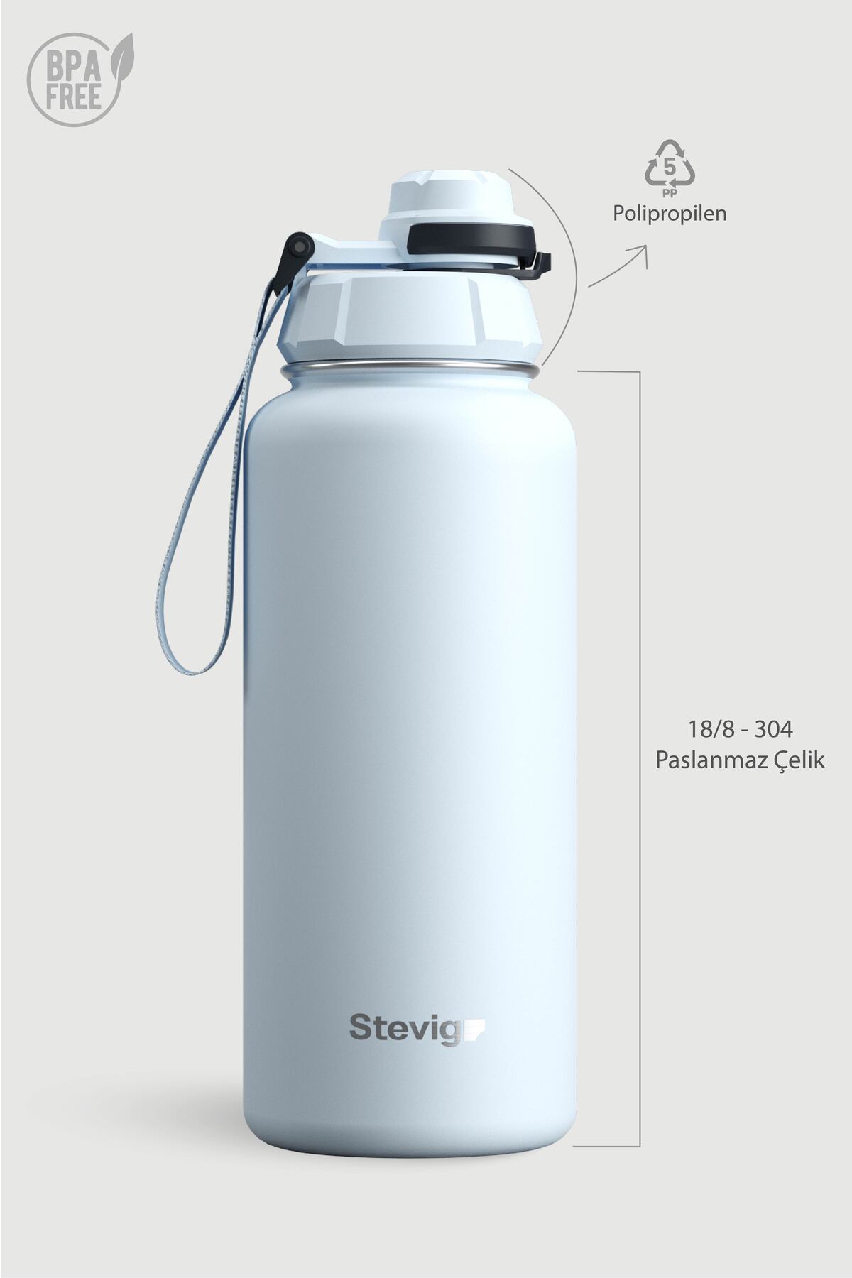 فلاسک 1 قمقمه فولادی ضد نشتی دستی 1000 میلی لیتری ذوب یخ ST 216 اورجینال Stevig