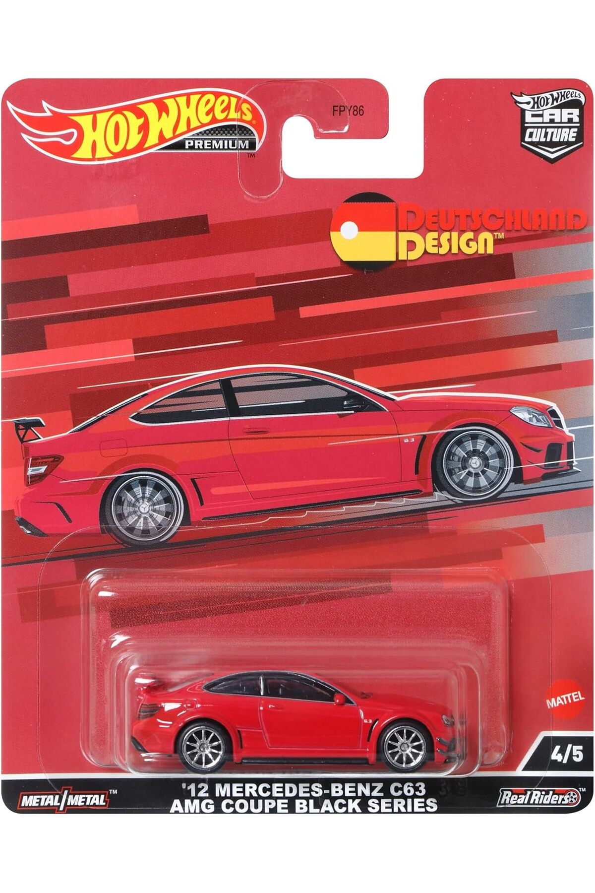 ماشین اسباب بازی DESIGN PREMIUM DEUTSCHLAND '12 MERCEDES BENZ C63 AMG COUPE BLACK SERIES HCJ79 هات ویلز اورجینال HOT WHEELS