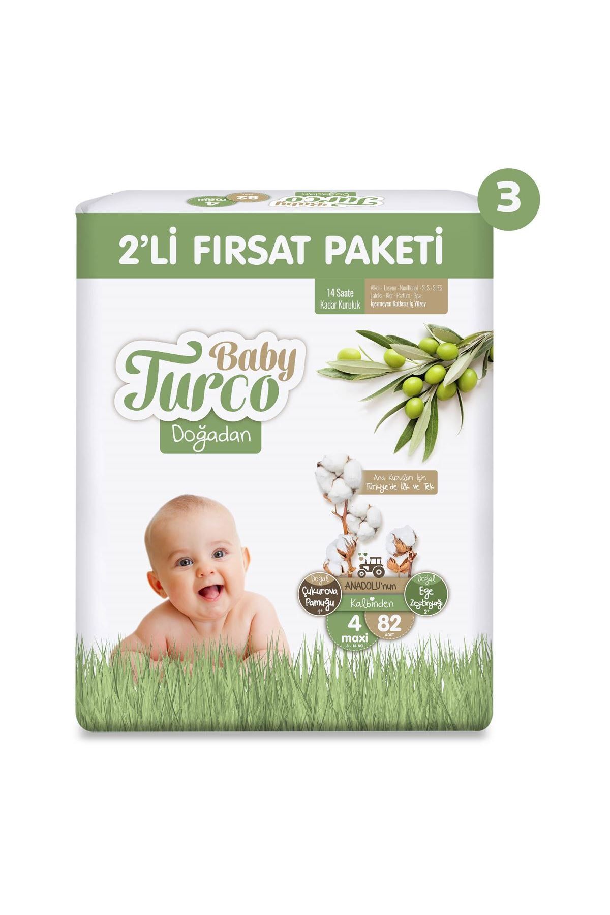 پوشک بچه بسته فرصت سوپر دوغادان 2 عدد سایز 4 ماکسی 246 عددی اورجینال Baby Turco