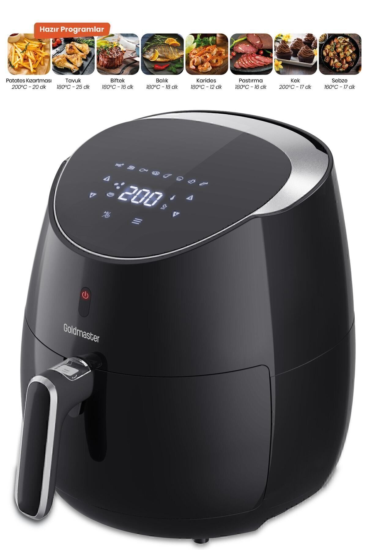 سرخ کن هوای داغ بدون روغن LUXFRY 2000 وات 6.4 لیتری WIDE XXL TOUCH AIRFRYER اورجینال GoldMaster
