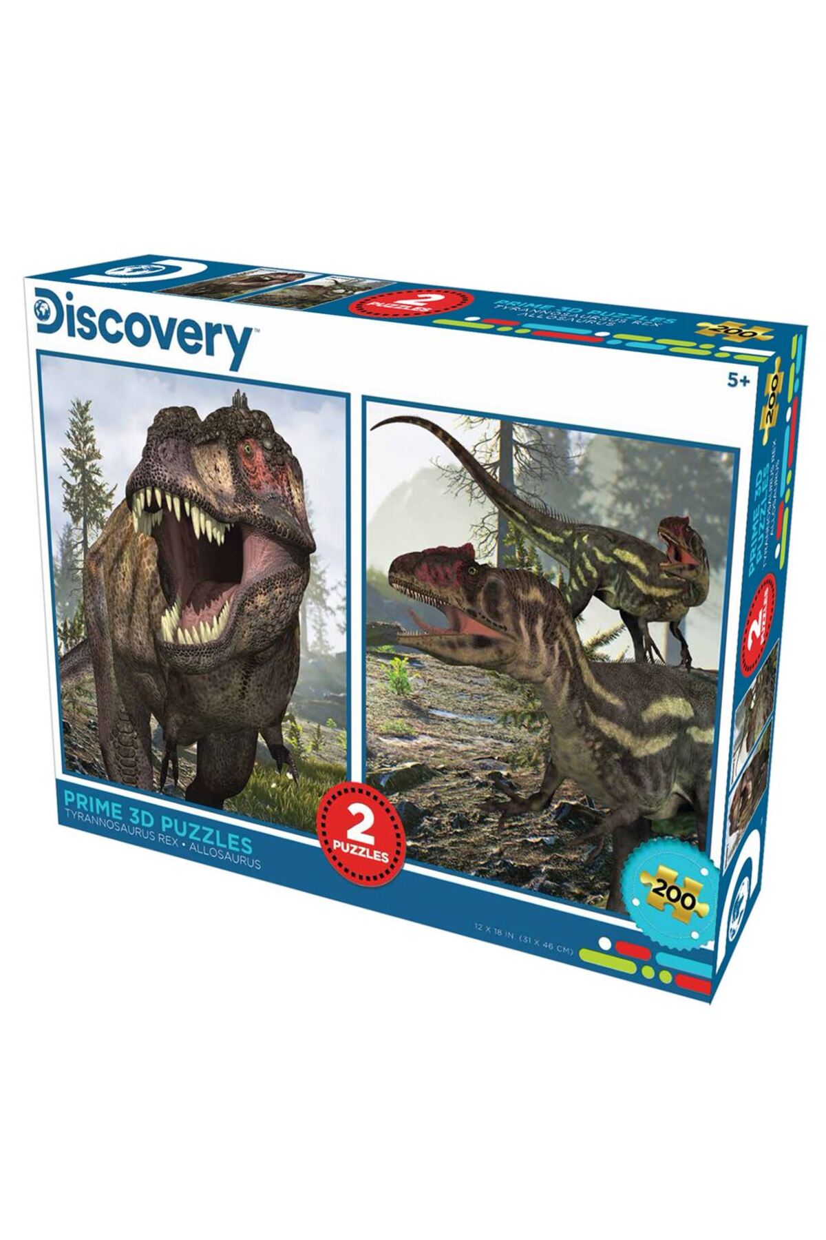 پازل DISCOVERY T REX AND ALLOSAURUS DOUBLE PUZZLE 200 PIECES 10248 از ترکیه Prime 3D