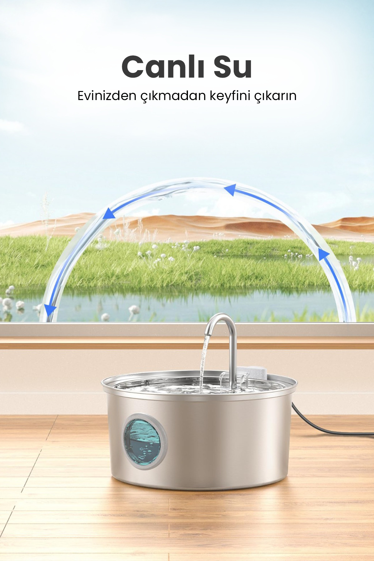 آبخوری فواره‌ای حیوانات خانگی الکترون Electron مدل SP01 با ظرفیت ۳٫۲ لیتر 3.2 L