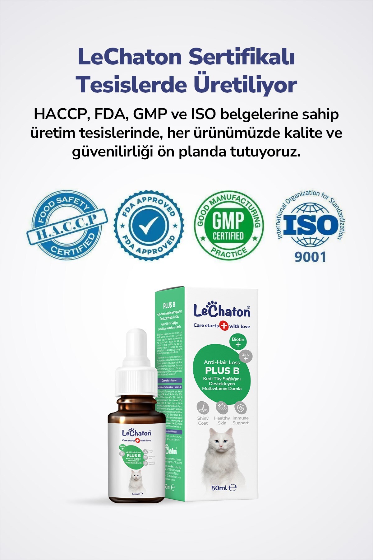 قطره بیوتین و مولتی‌ویتامین گربه لی‌چاتون LeChaton Pet Care