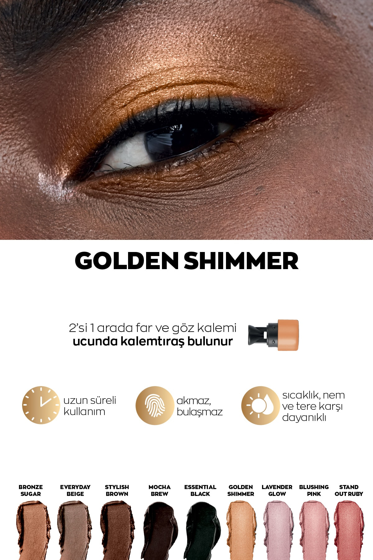 سایه چشم POWER STAY SHADOW STICK مداد طلایی SHIMMER Avon