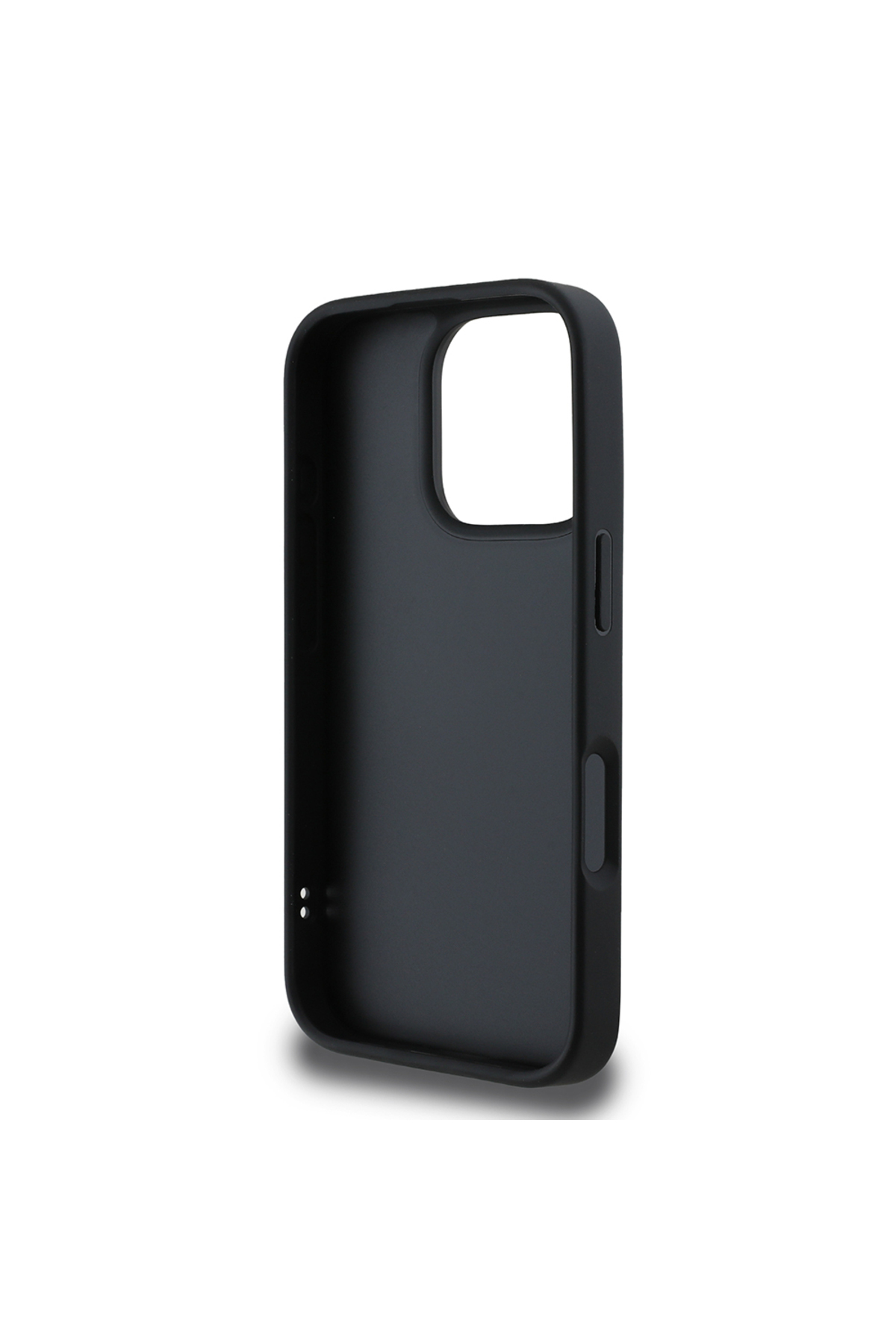 کاور و قاب سازگار با IPHONE 16 PRO MAX GUESS LICENSED PU چرمی METAL TEXT LOGO COILTED COVER مشکی اورجینال Guess