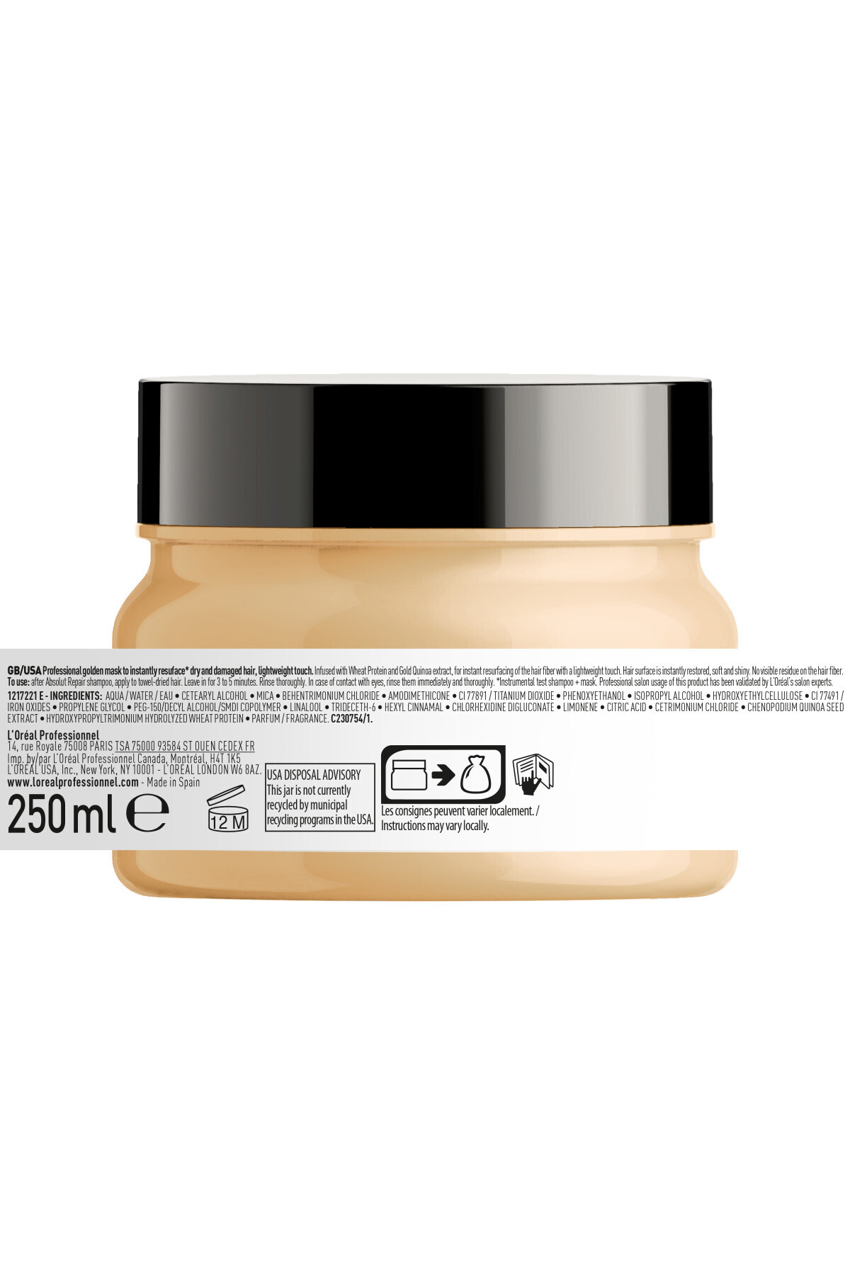 L'oreal Professionnel ماسک طلایی ترمیم‌کننده موهای خسته شده سری Expert Absolut Repair 250 میلی‌لیتر
